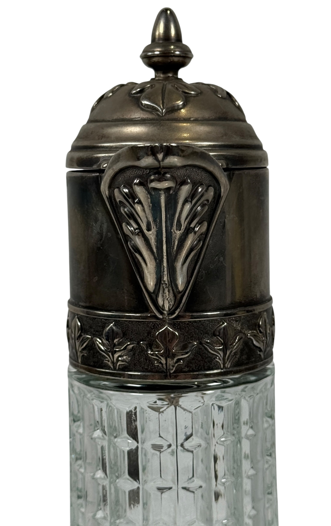 Pichet Chill It Claret des années 1960 – Verre matelassé et couvercle plaqué argent