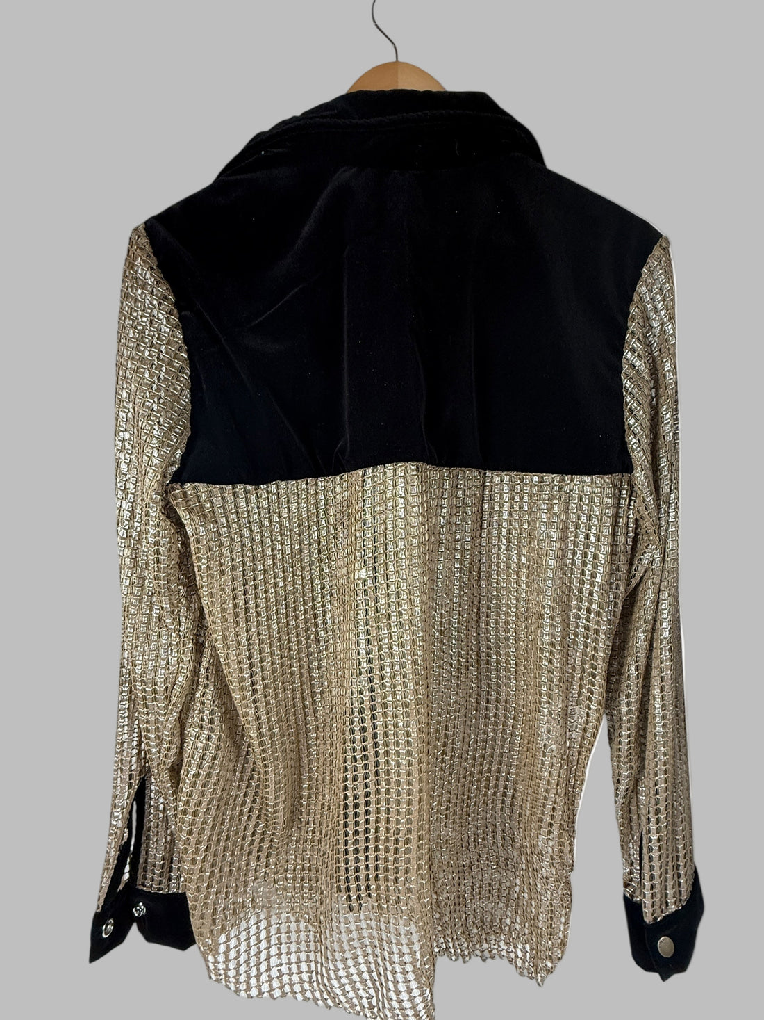 Vida Bela Mesh Velvet “Dolly Shirt” – Gold Western Style, Rare