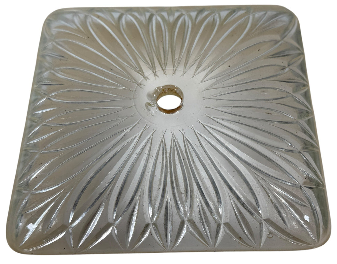 Mid-Century Frosted Glass Ceiling Shade – Beaded Edge