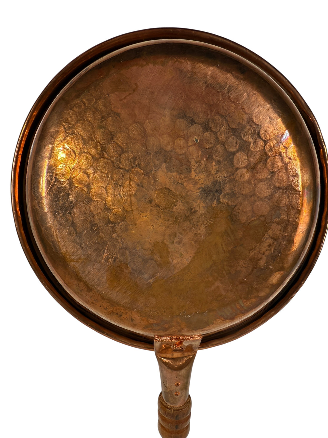 Vintage French Hammered Copper Pan – 4” with Wooden Handle