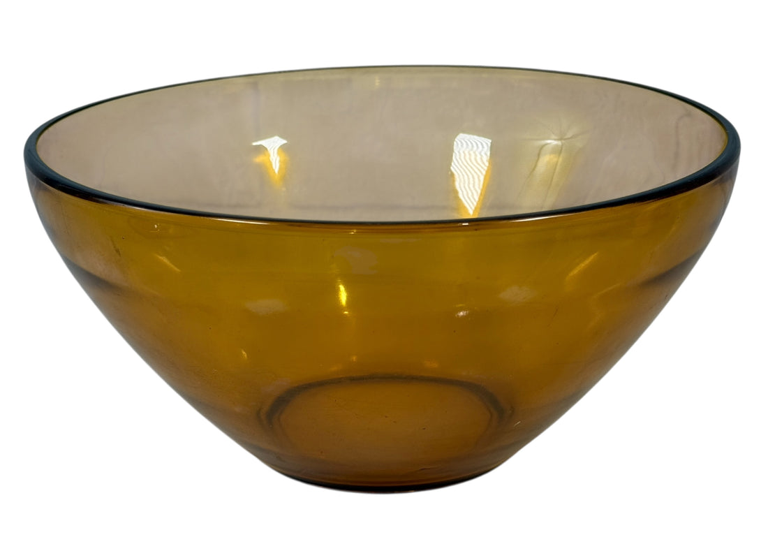 Vintage Vereco France Amber Glass Salad/Dessert Set – 1 Large + 6 Small Bowls, MCM