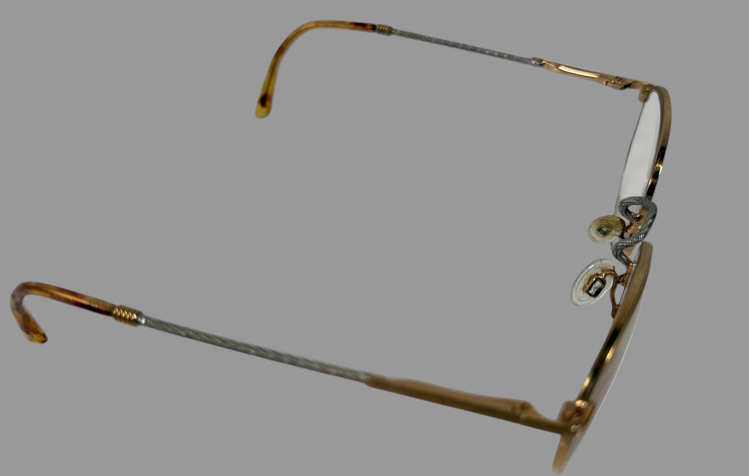 Vintage Mario Cesco Eyeglasses – 22K Gold Plated Round Frames with Braided Temples