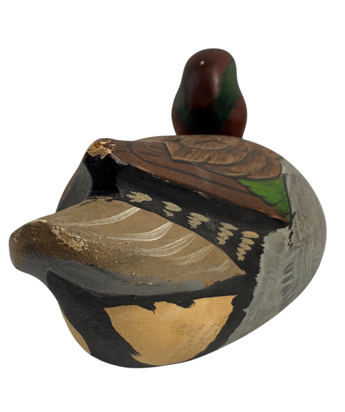 Vintage Georges Vincelli Carved Duck Decoy – Green-Winged Teal, Signed Laval QC