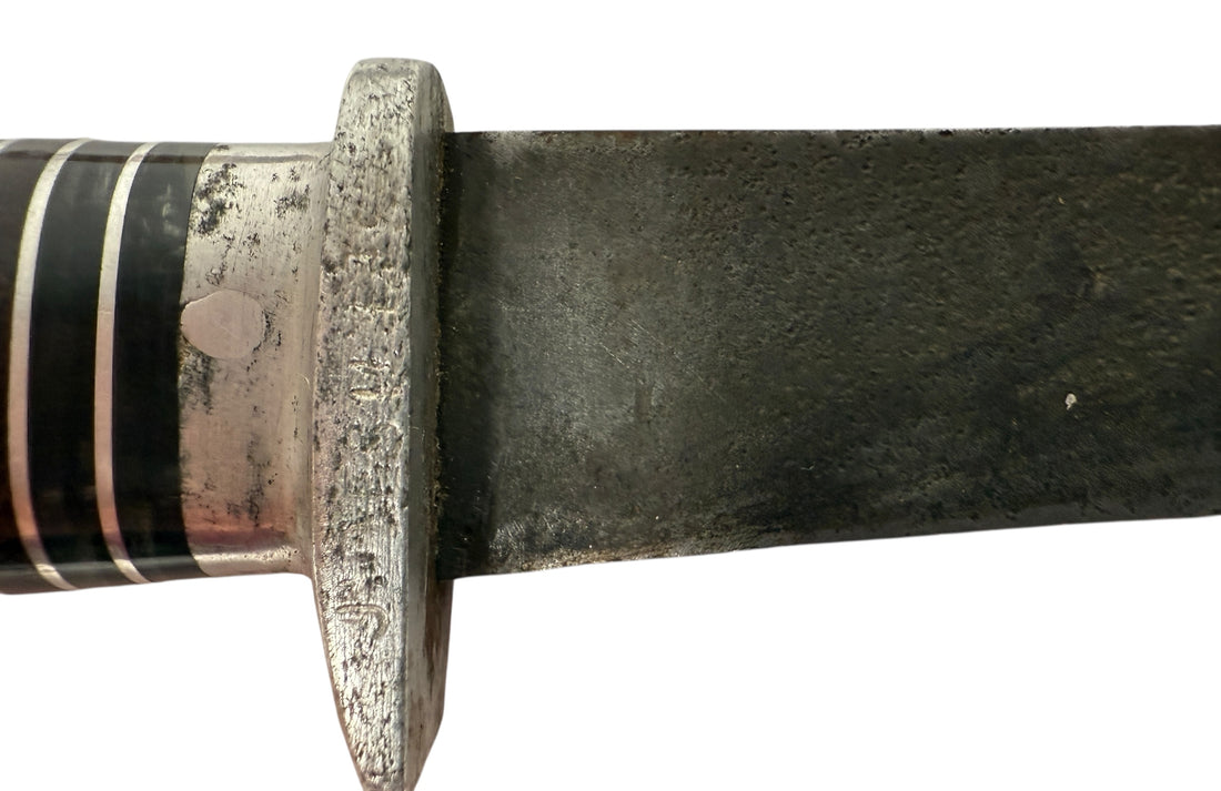 Vintage Fixed Blade Hunting Knife – 10.5” Overall, 6.5” Blade, Mixed Material Handle with Sheath