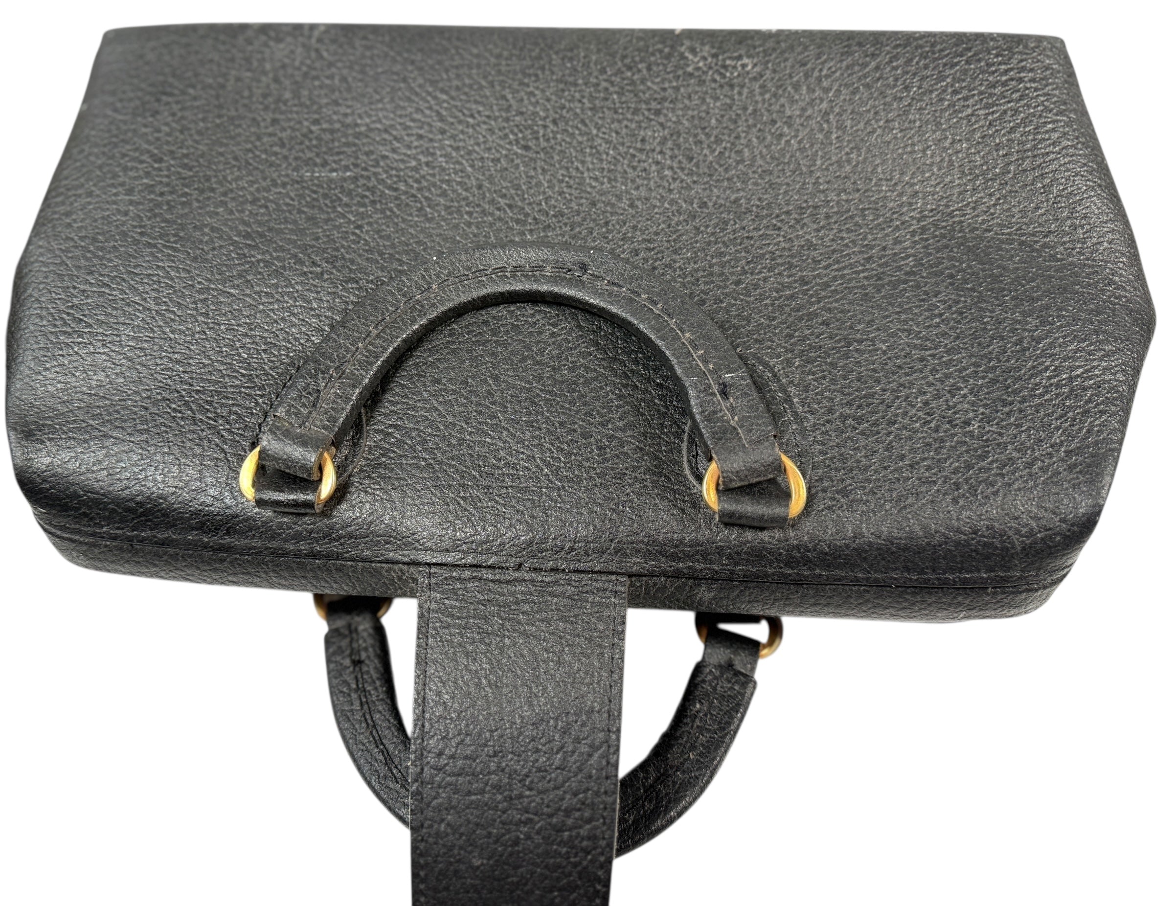 Sac de médecin vintage Almedic en cuir noir – Fermoir en laiton