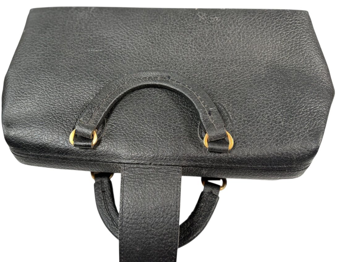 Sac de médecin vintage Almedic en cuir noir – Fermoir en laiton