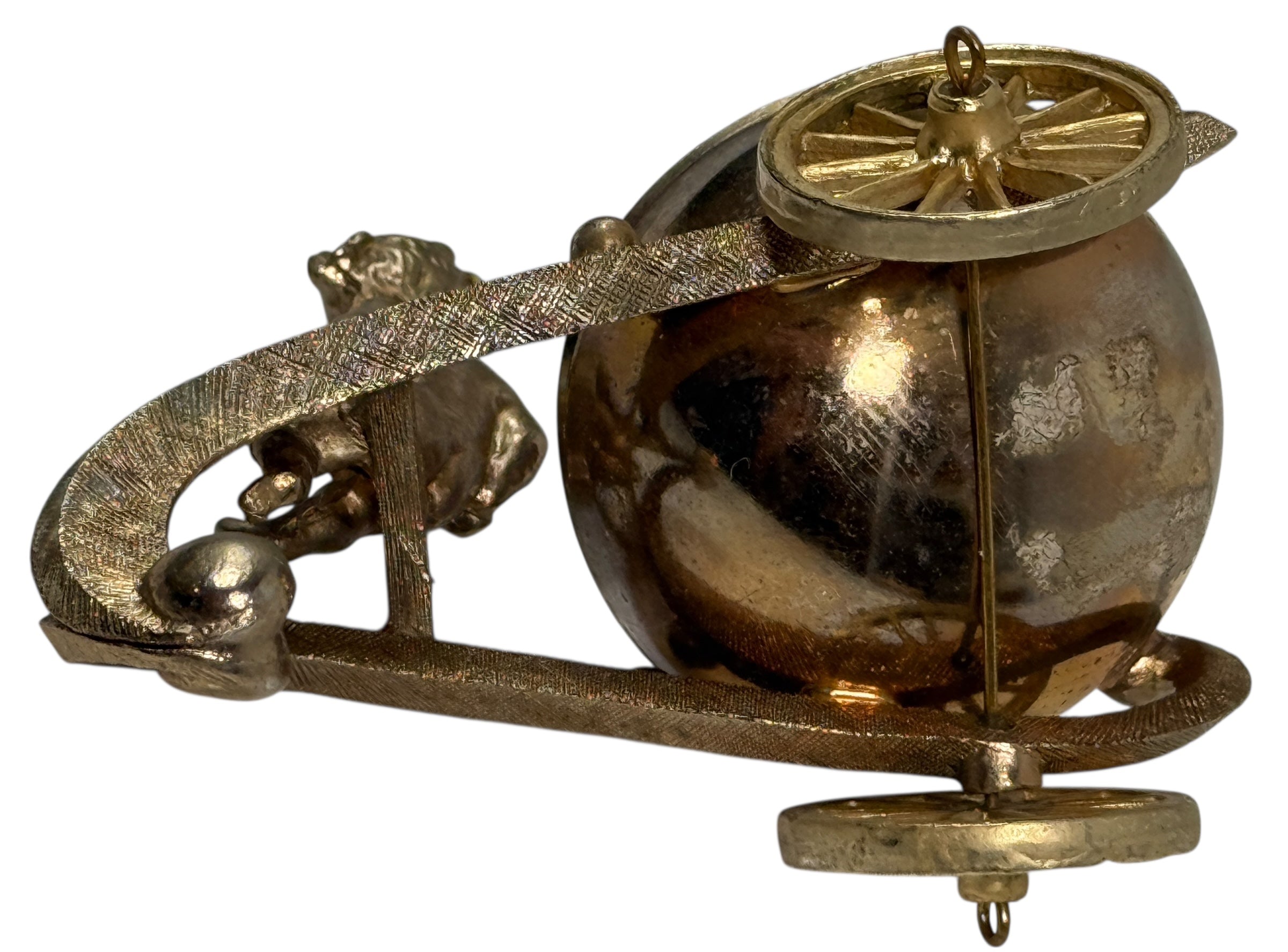 Salière antique en forme de chérubin tirant un chariot – Décoration de table en métal