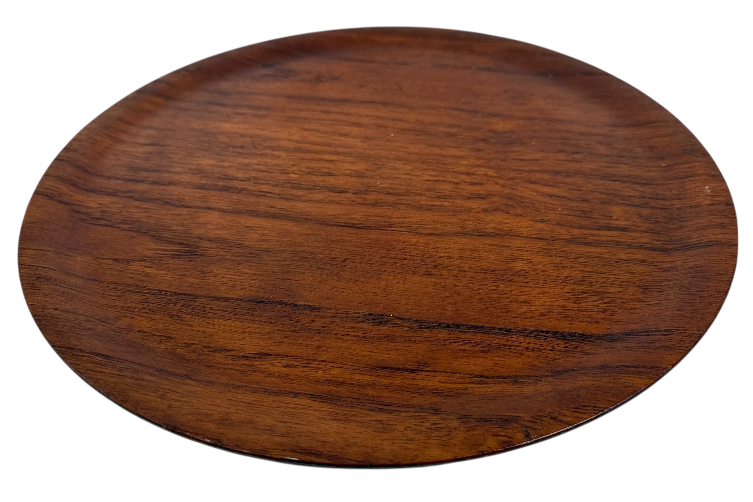Plateau de service rond en teck danois du milieu du siècle – Fabriqué au Danemark