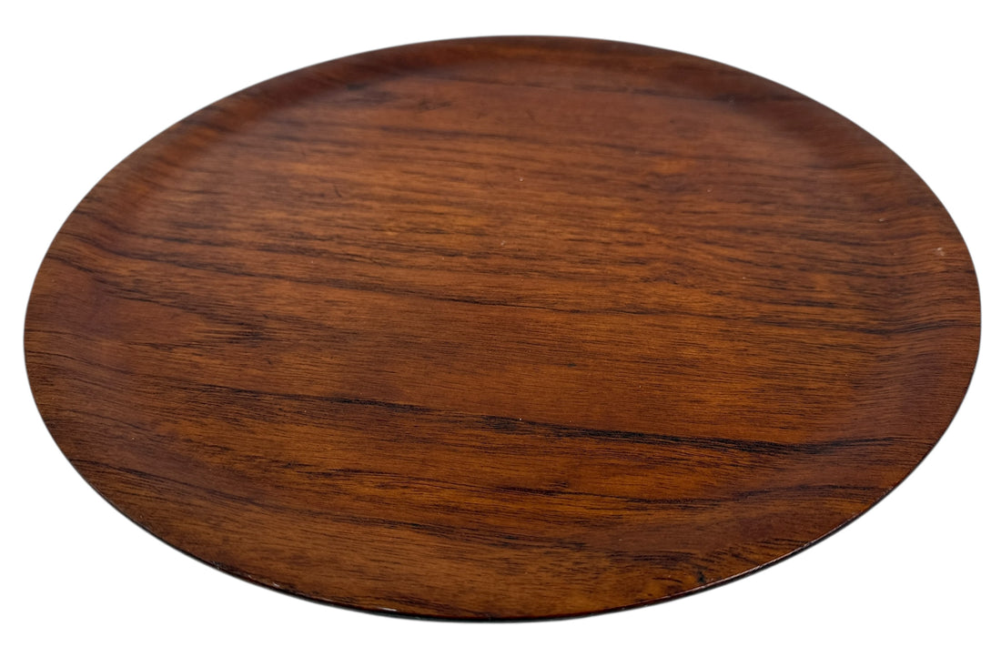 Plateau de service rond en teck danois du milieu du siècle – Fabriqué au Danemark