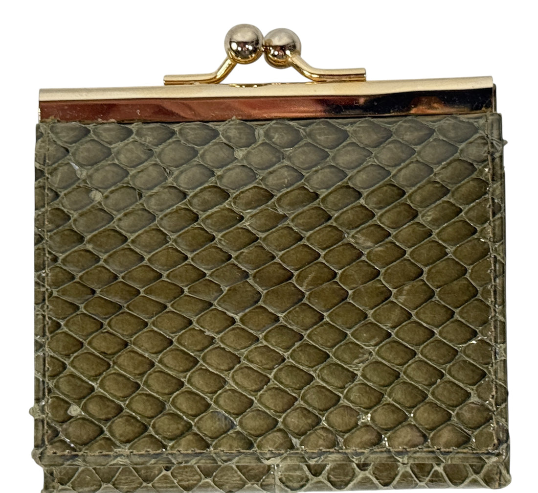 Vintage Holt Renfrew Green Snakeskin Coin Purse & Wallet – Made in Spain