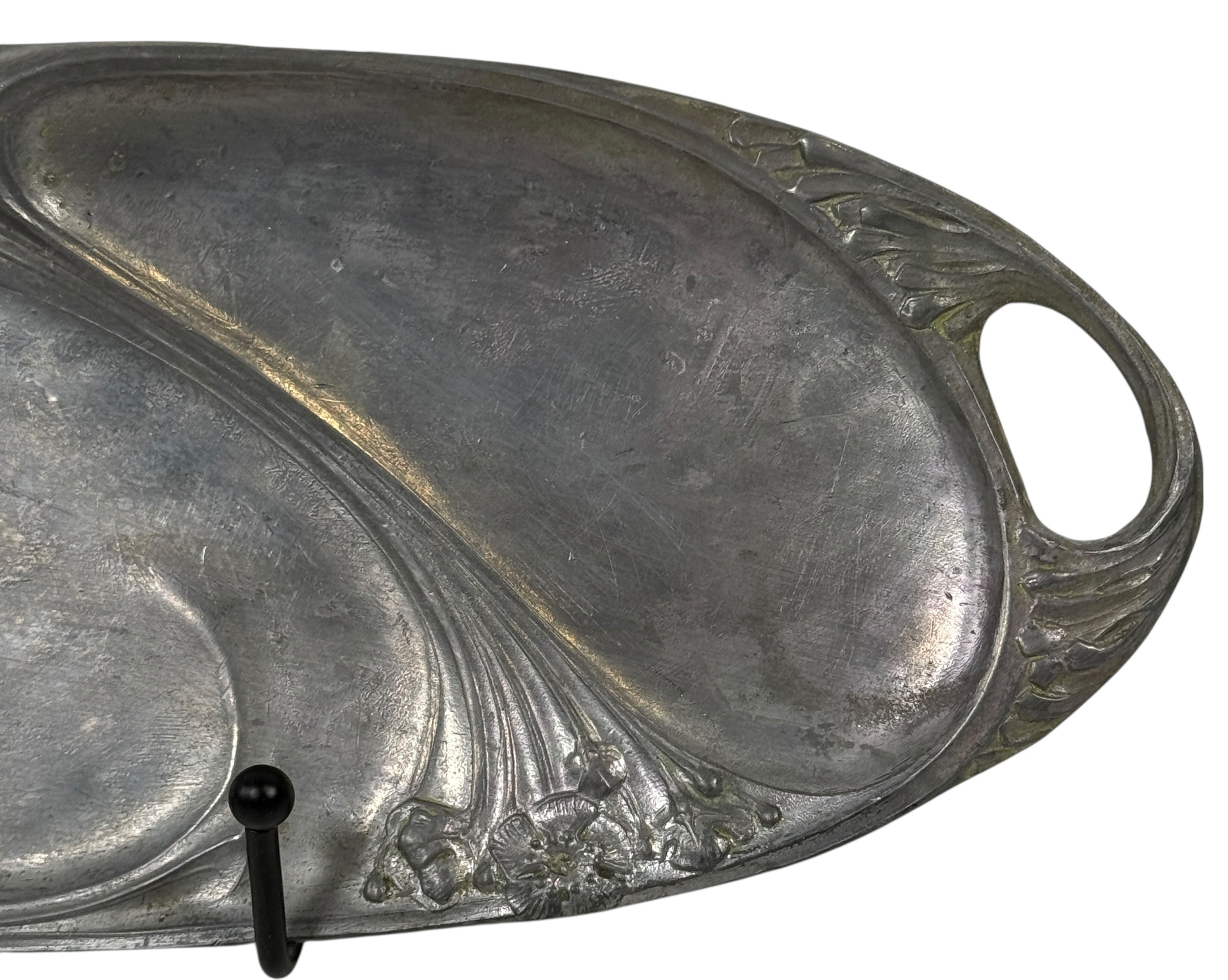 French Art Nouveau Vanity Tray “Lady with Lilies” – Fabrication Française Paris, c.1900