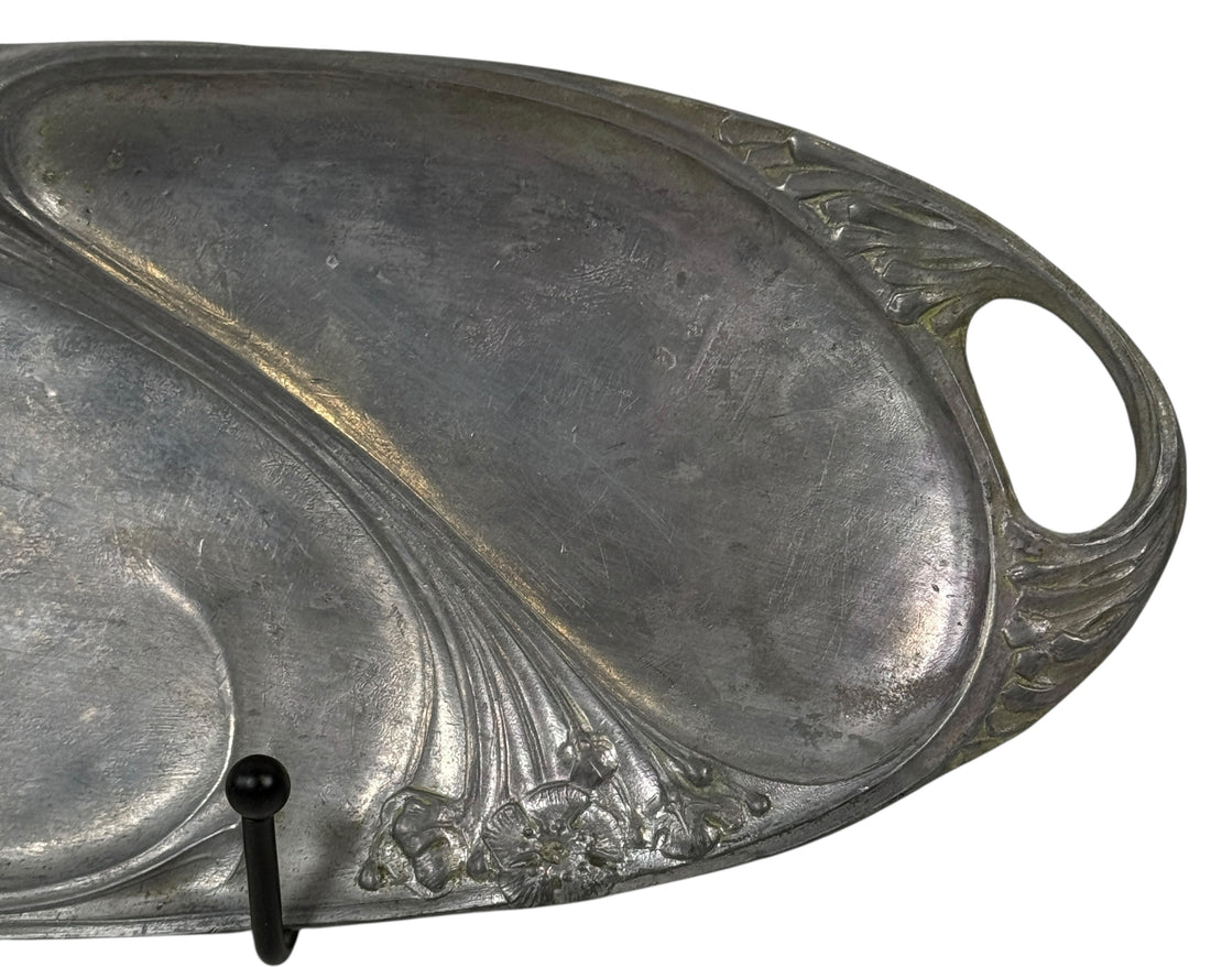 French Art Nouveau Vanity Tray “Lady with Lilies” – Fabrication Française Paris, c.1900