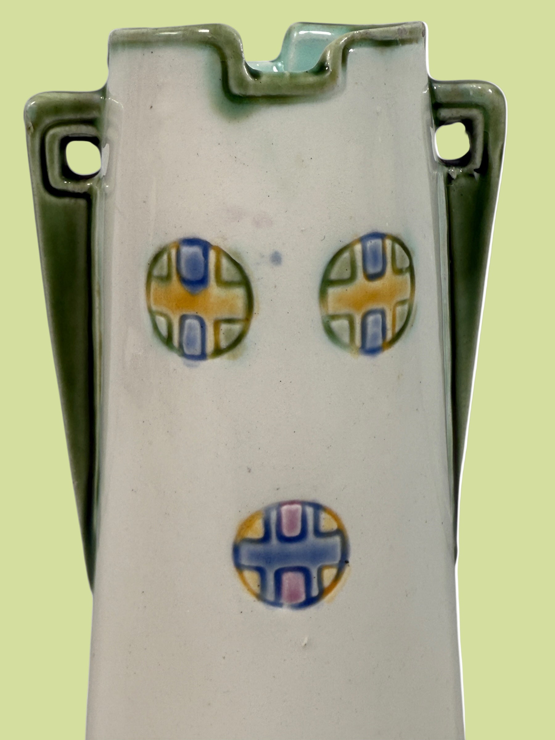 European Art Nouveau Ceramic Vase – Model 41243 – Raised Medallion & Berry Motif