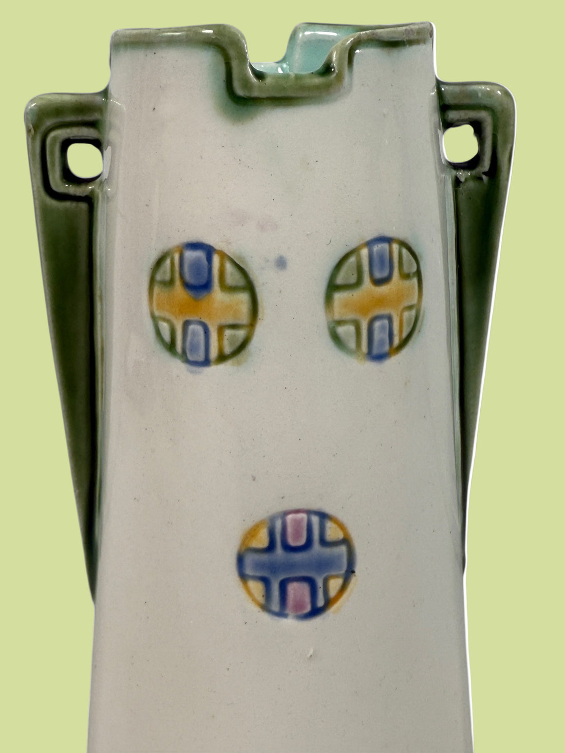 European Art Nouveau Ceramic Vase – Model 41243 – Raised Medallion & Berry Motif