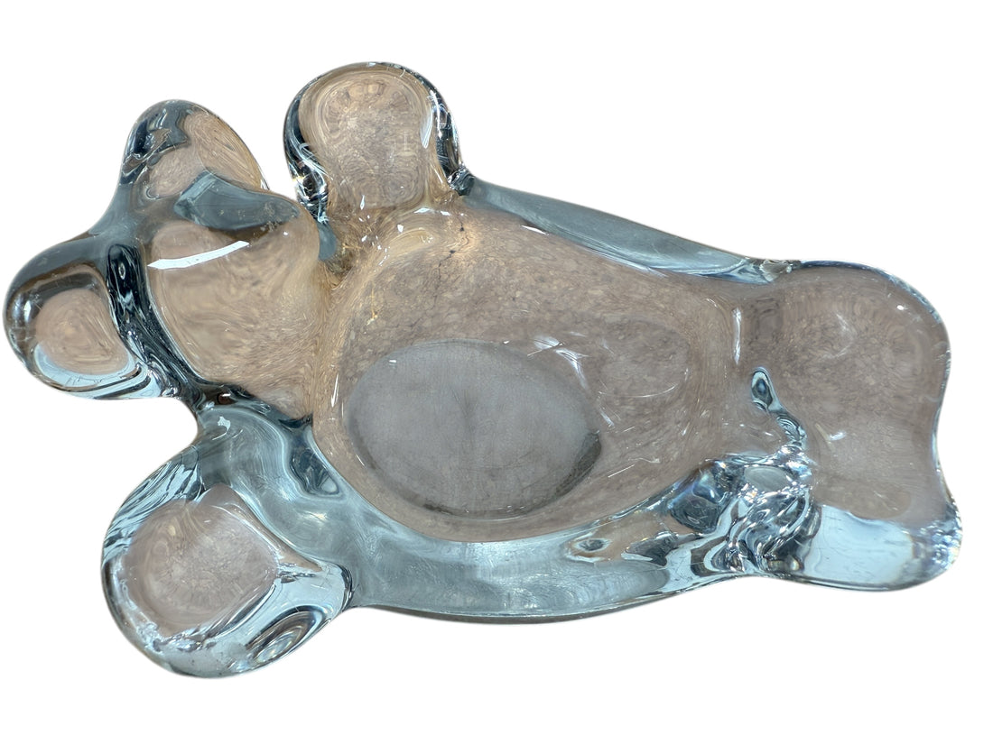 Vannes-le-Châtel Crystal Bear Bowl – Heavy French Sculpted Glass