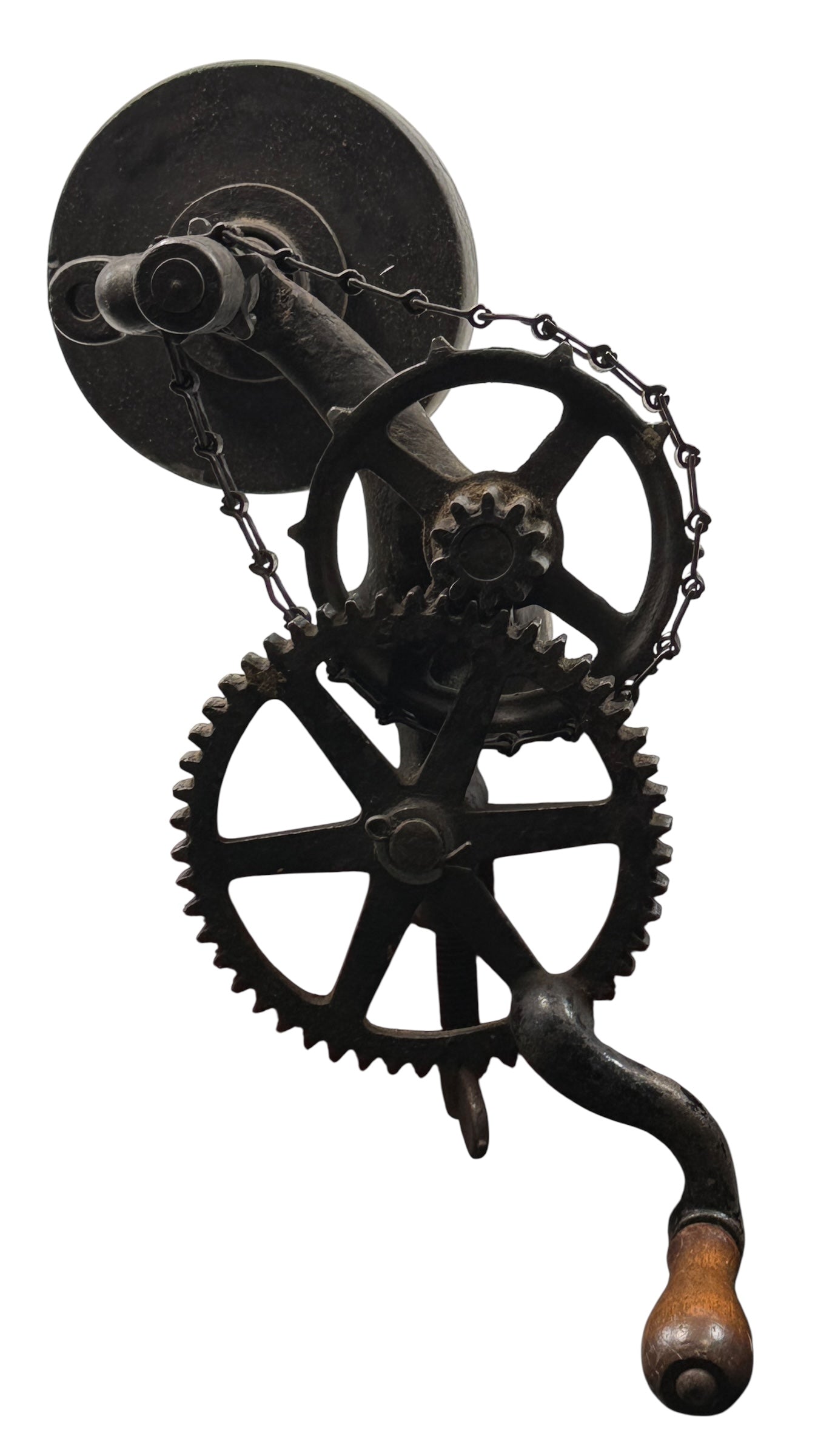 Antique Cast-Iron Clamp-On Grinder – Working Chain Drive