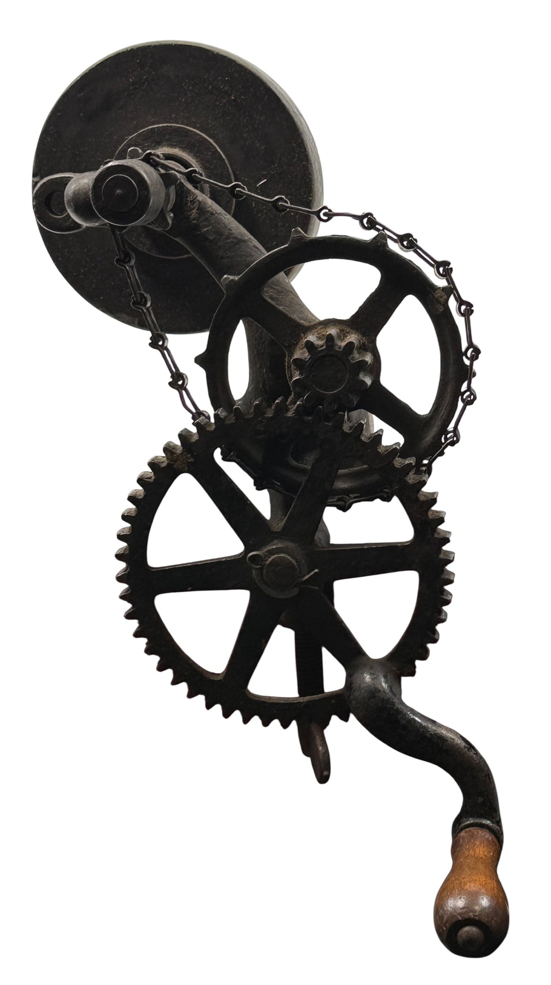 Antique Cast-Iron Clamp-On Grinder – Working Chain Drive