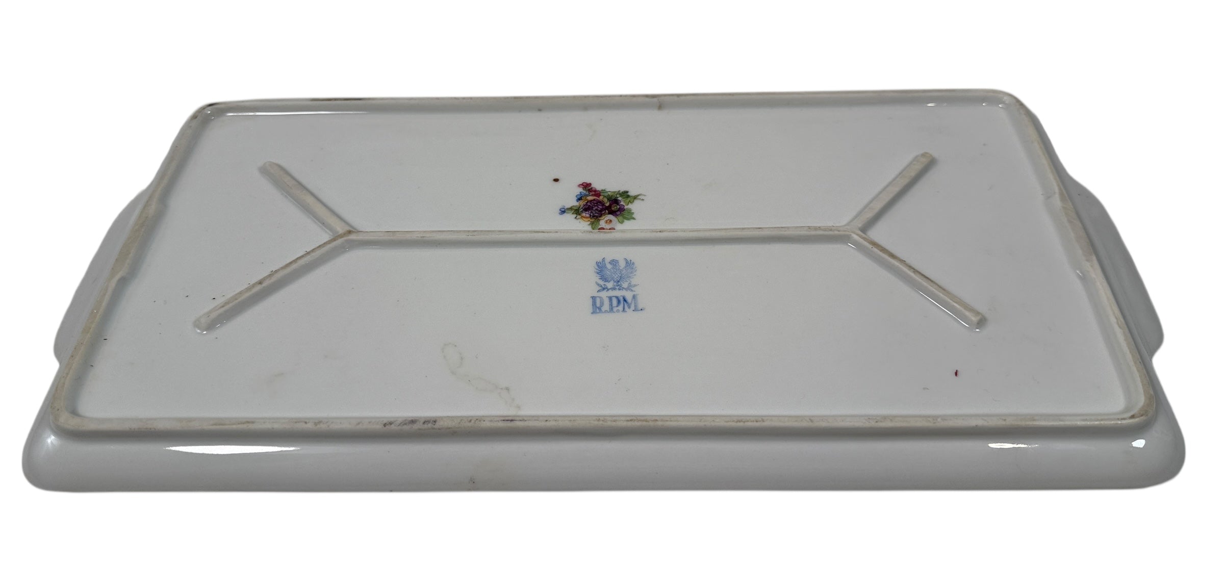 Vintage German Porcelain Serving Tray – R.P.M. Gilt Floral Handles