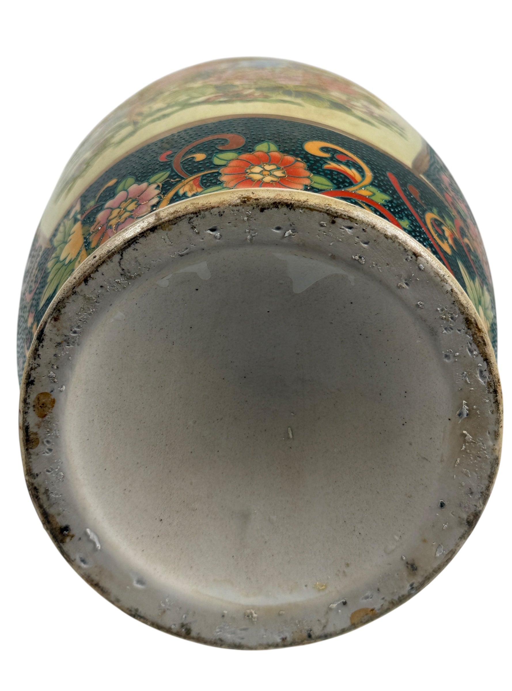 Vintage Japanese Satsuma-Style Floor Vase – Hand-Painted Birds & Florals – 20th Century