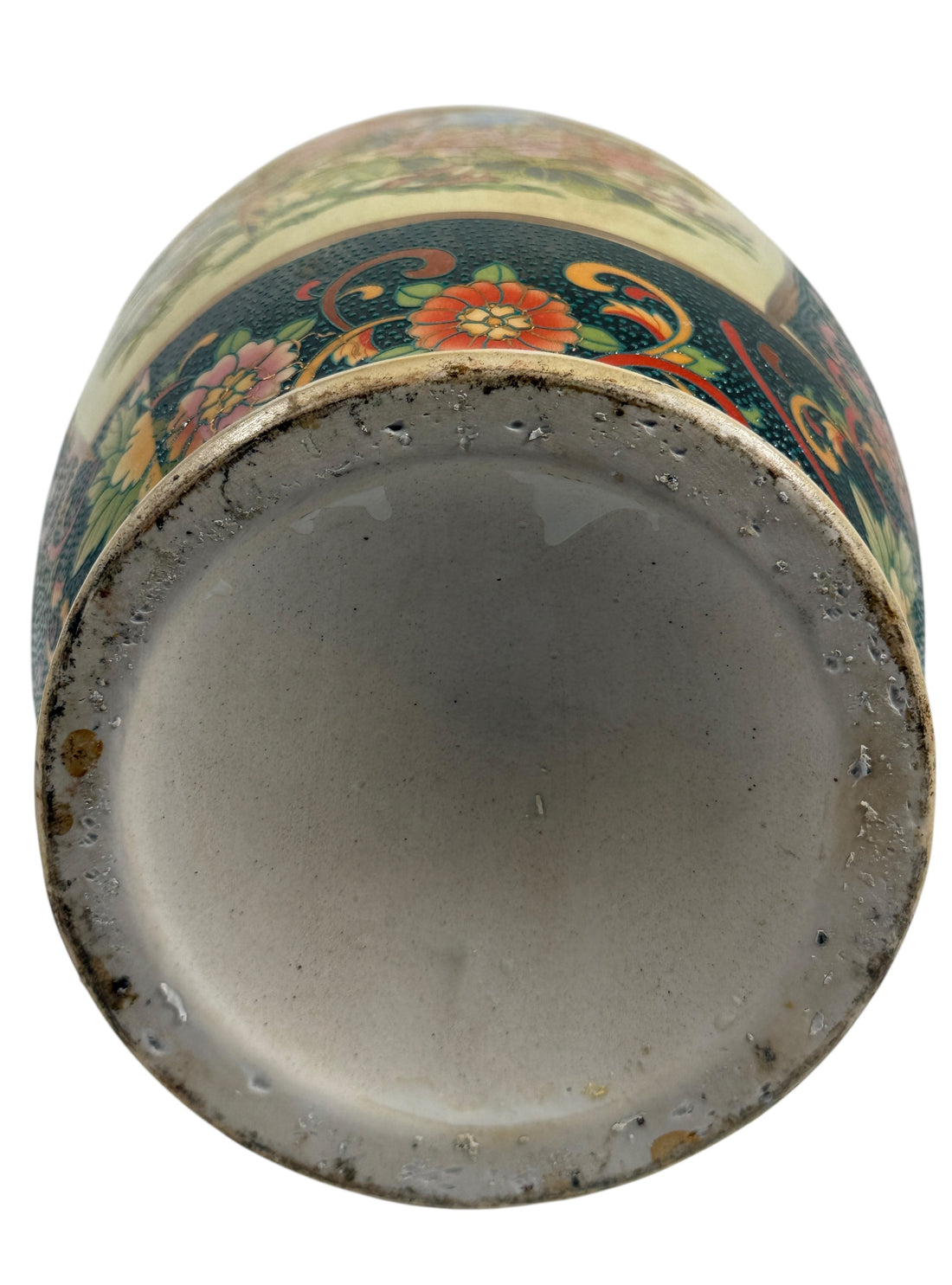 Vintage Japanese Satsuma-Style Floor Vase – Hand-Painted Birds & Florals – 20th Century