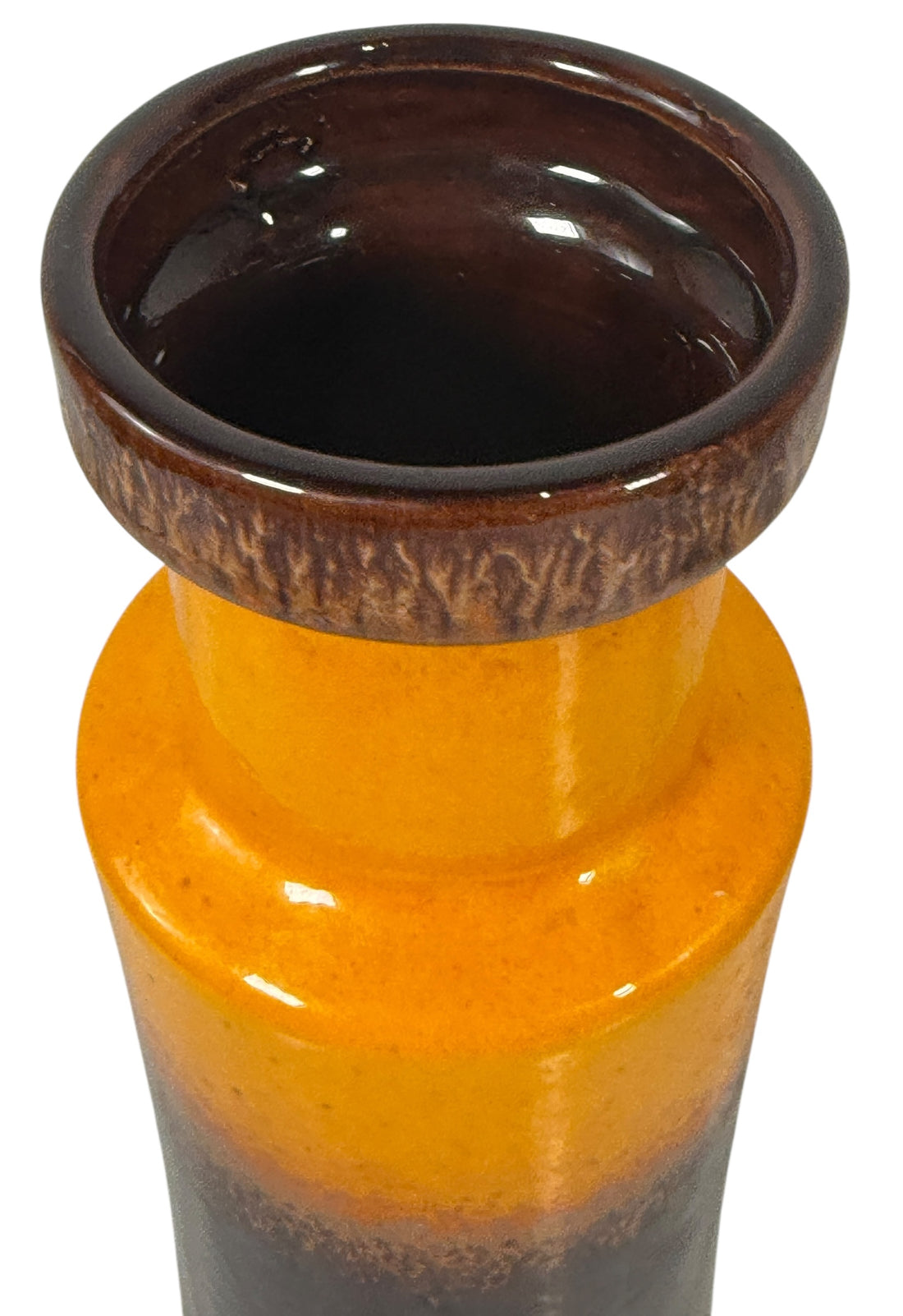 Vase en lave grasse orange et marron de style moderne du milieu du siècle par Scheurich, années 1970