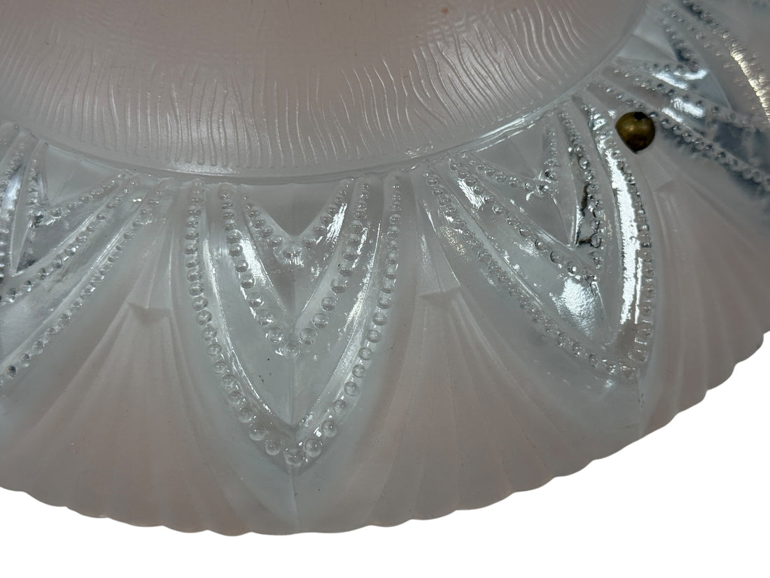 Abat-jour de plafond Art déco en verre dépoli rose – années 1930