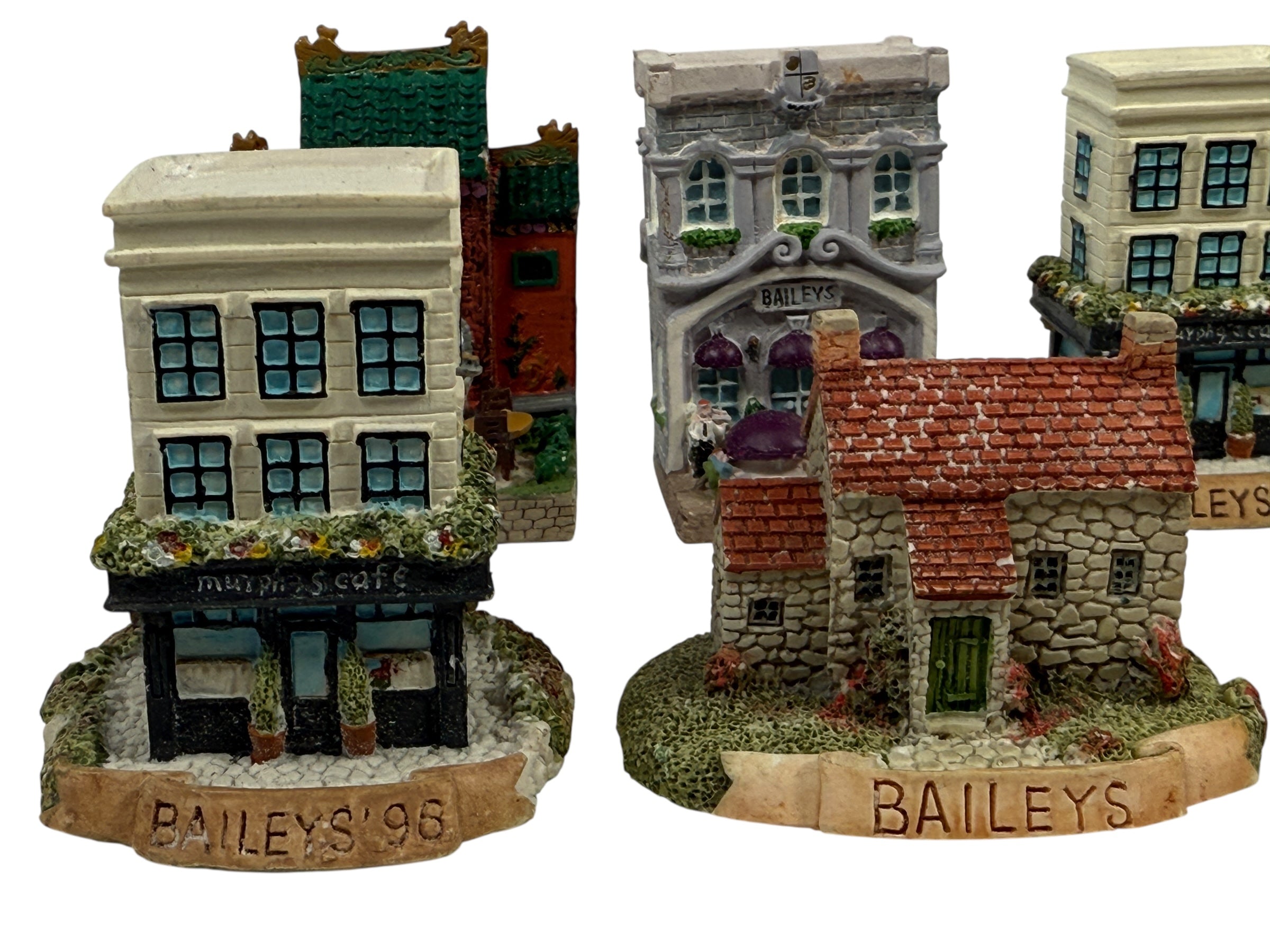 Maisons de village miniatures vintage Bailey's – Ensemble complet de 12 cottages en résine de collection (1995-1997)