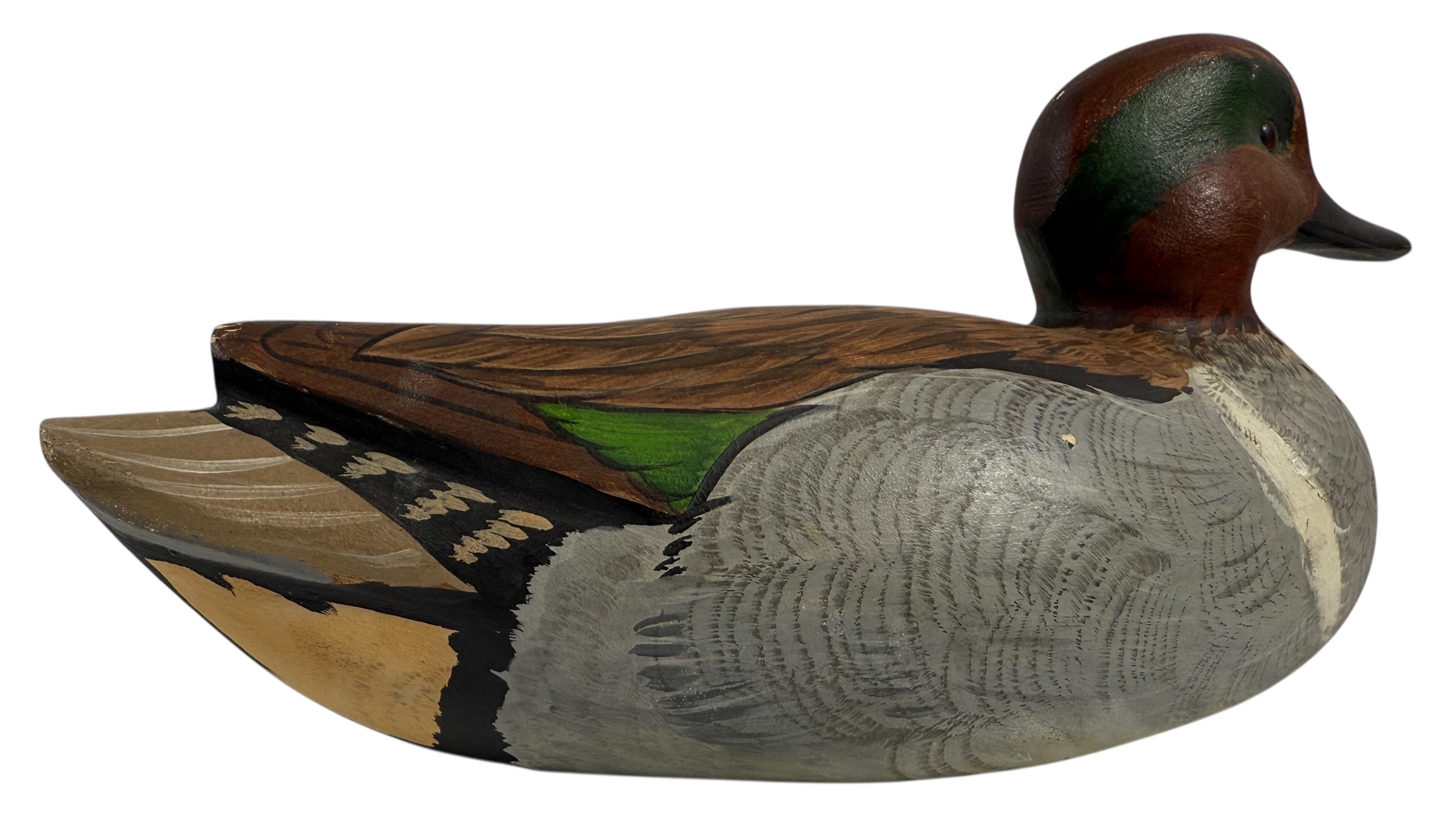 Vintage Georges Vincelli Carved Duck Decoy – Green-Winged Teal, Signed Laval QC