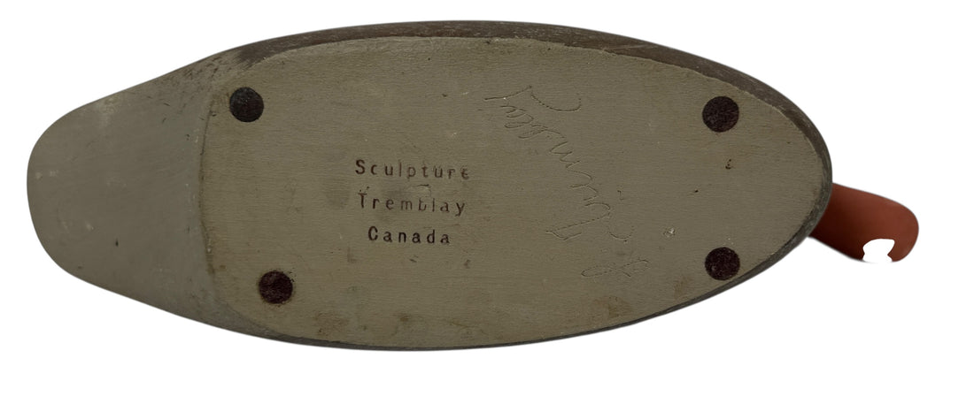 Vintage 12″ Wooden Duck Decoy – Signed Sculpture Tremblay Canada Folk Art