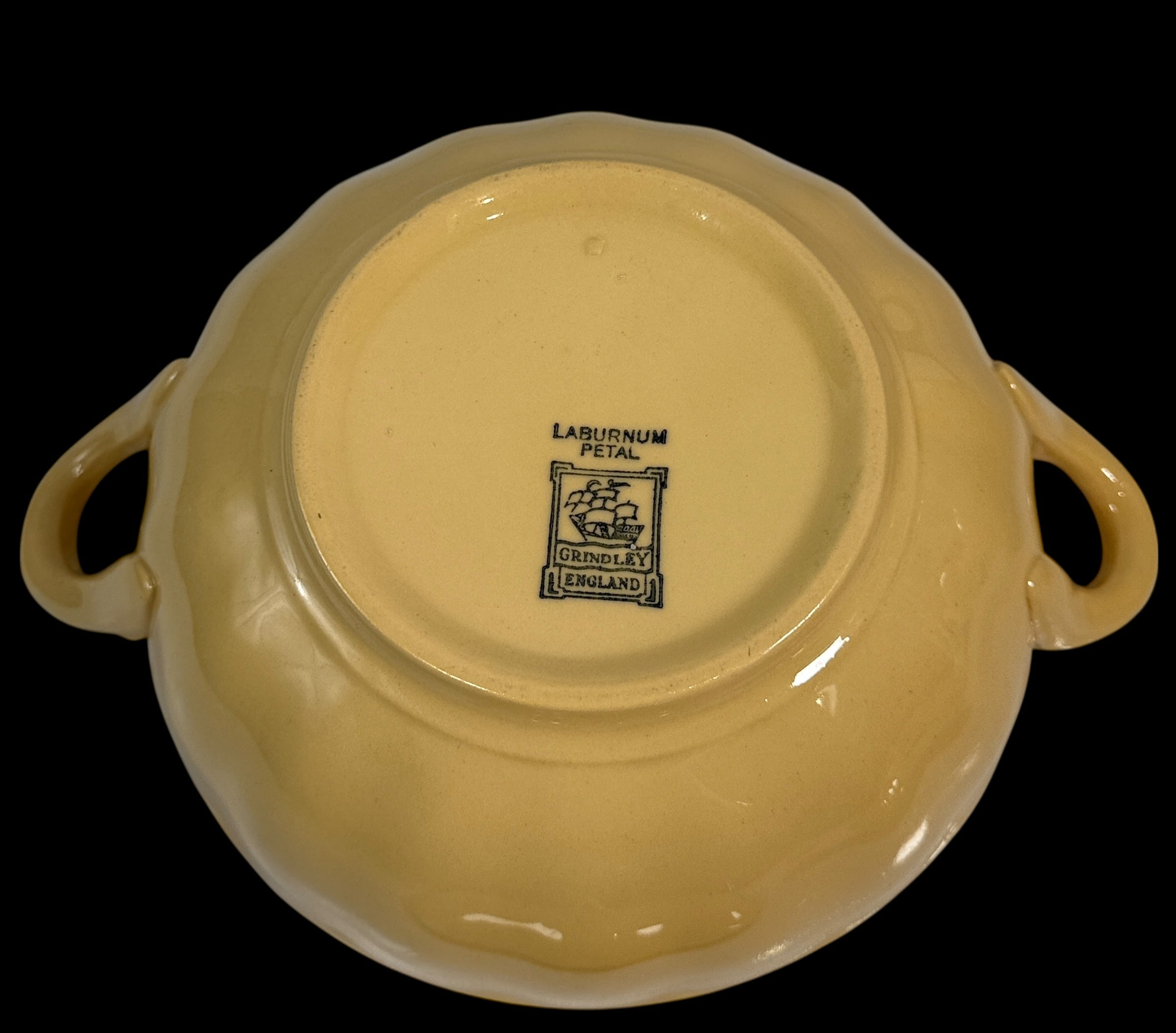 Vintage Grindley England “Laburnum Petal” Yellow Ceramic Set – Teapot, Creamer, Sugar, Covered Vegetable Bowl & Butter Dish