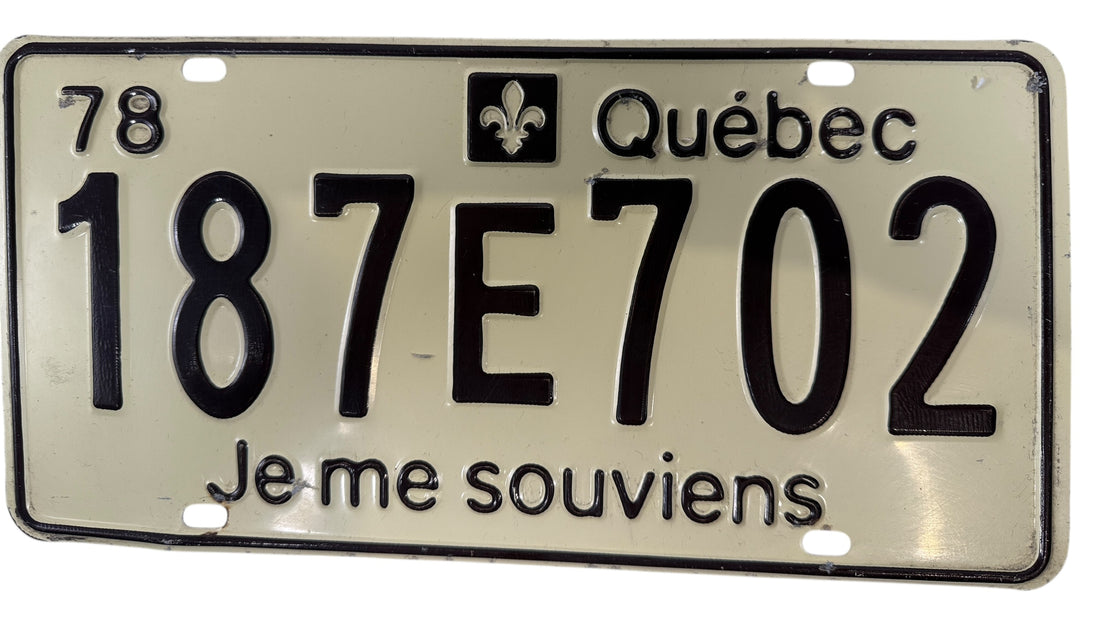 Vintage 1978 Québec Licence Plate – “Je me souviens” – Authentic Passenger Car Plate
