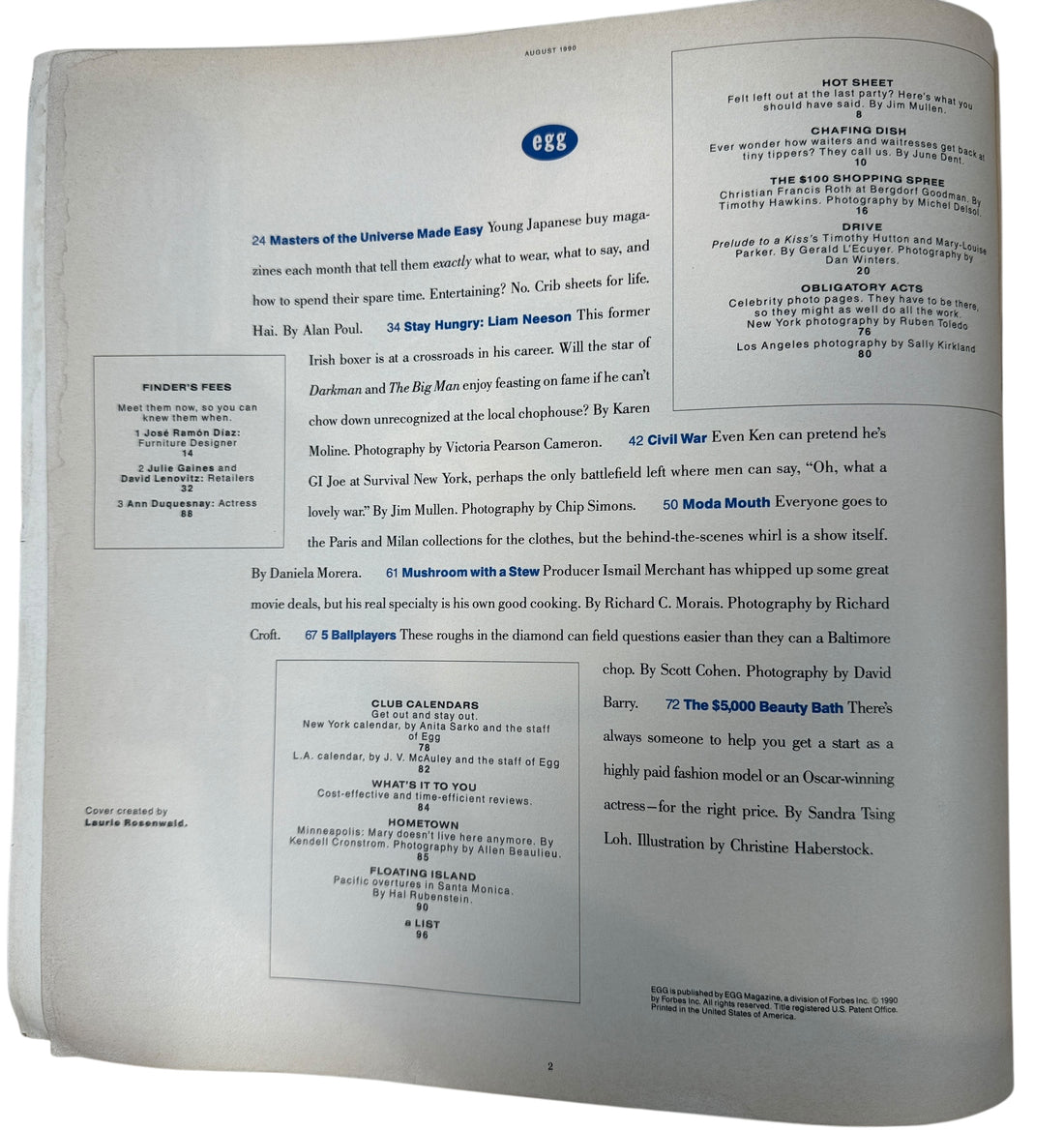 Magazine Egg, août 1990 : Liam Neeson – « Restez affamés »