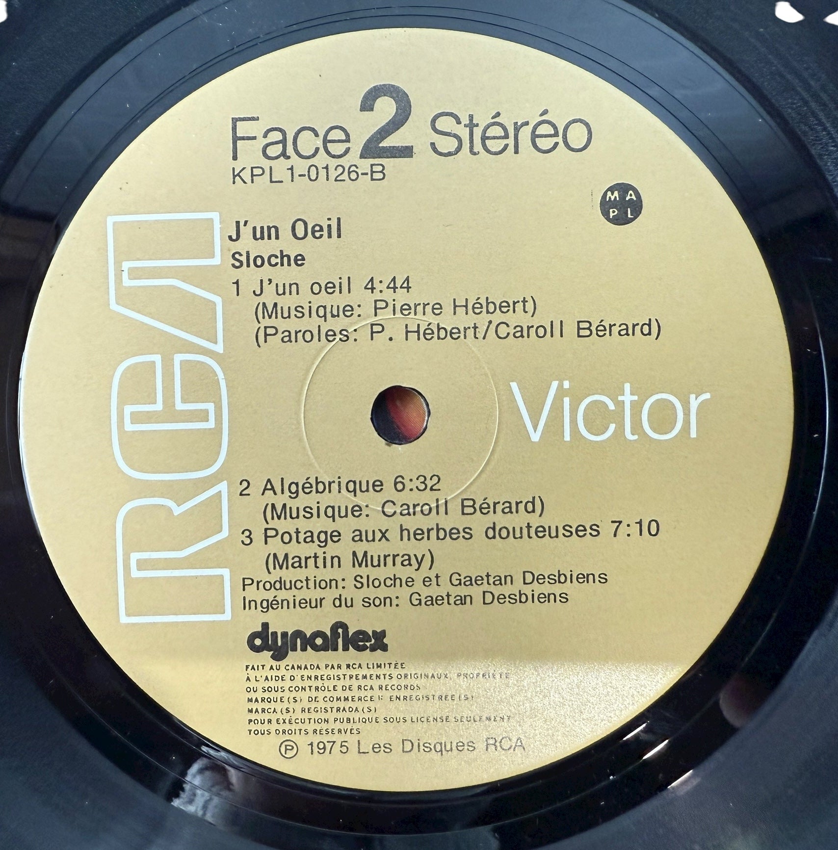 1975 Sloche – J’un Oeil LP (RCA Victor KPL1-0126 Canada, VG+/VG)