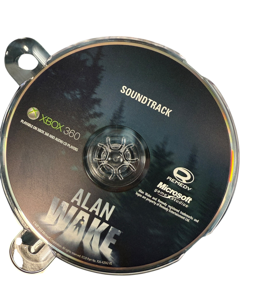 Disc from 'Alan Wake' soundtrack for Xbox 360 with Remedy Entertainment branding.