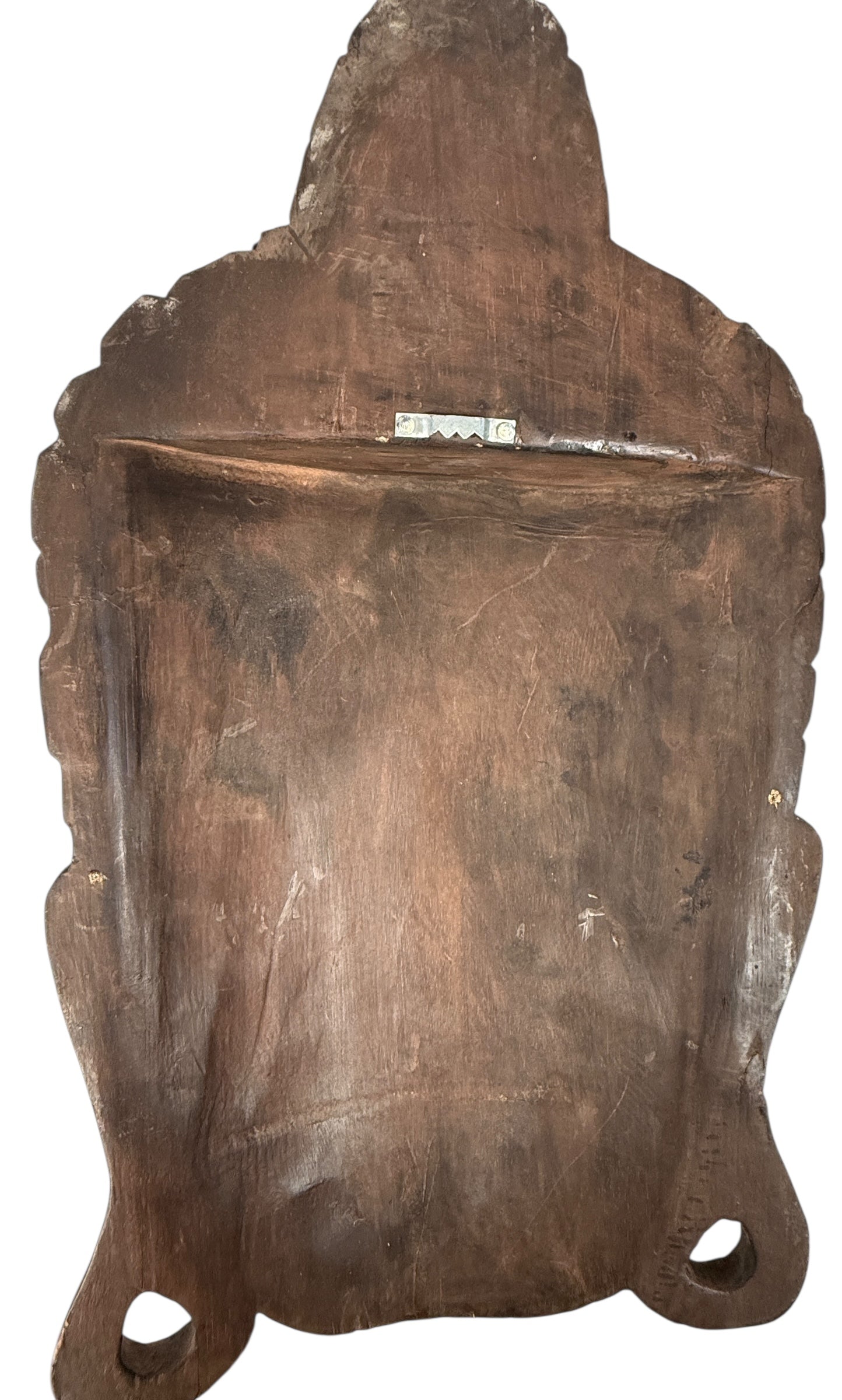 Large Carved Wooden Buddha Wall Mask with Gold Accents 20 Inch