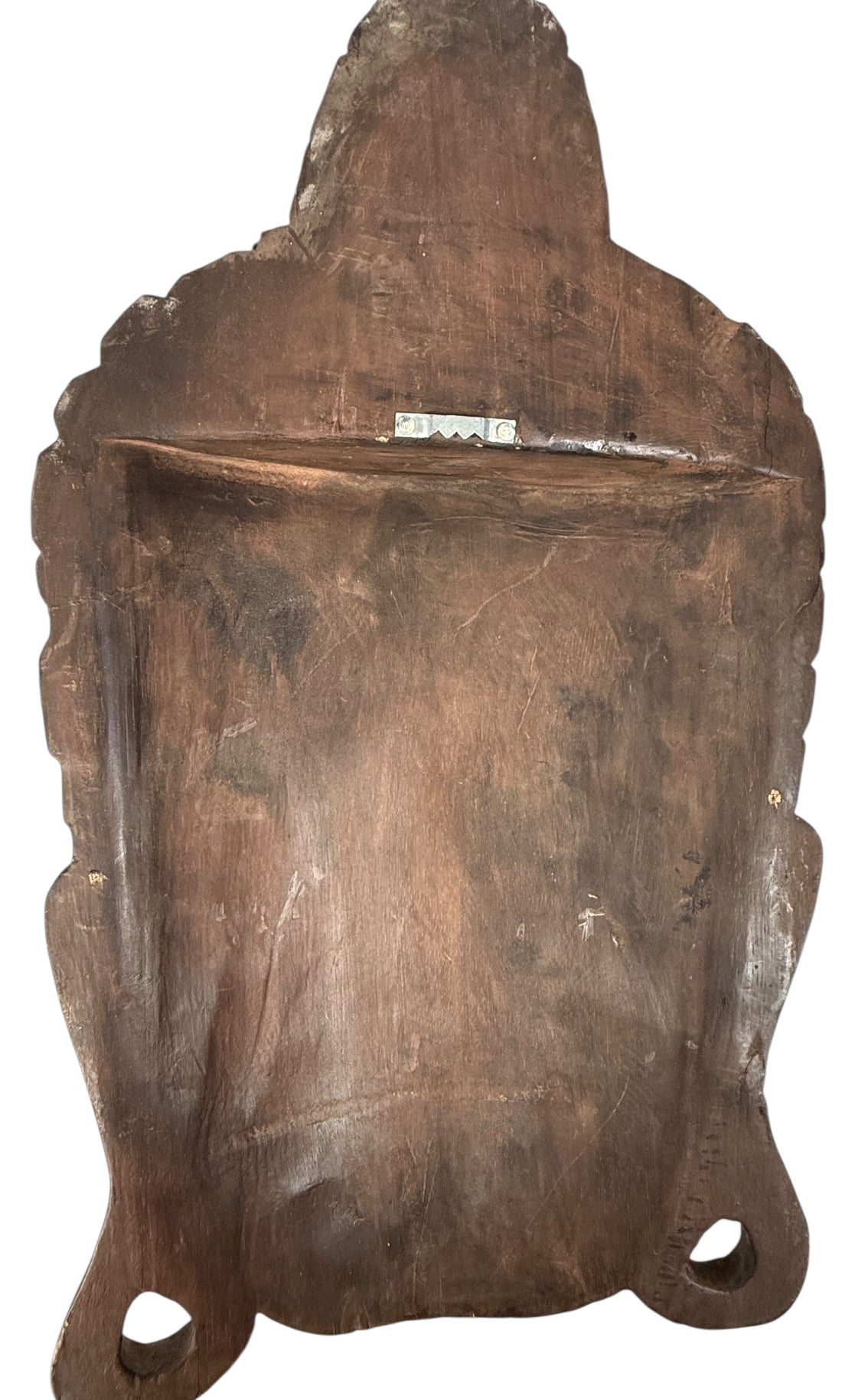 Large Carved Wooden Buddha Wall Mask with Gold Accents 20 Inch