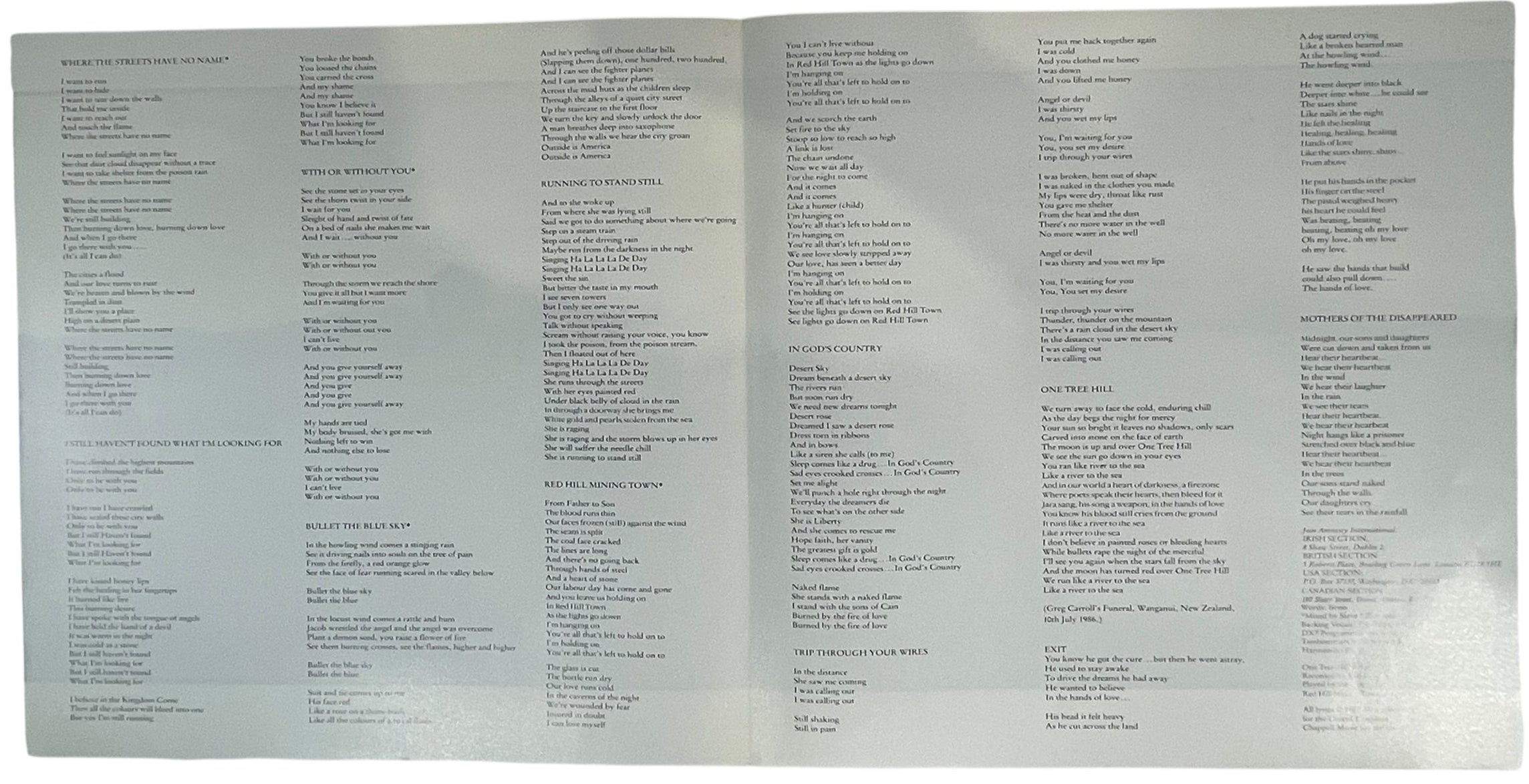 U2 – The Joshua Tree (1987, premier pressage canadien, ISX 1127) Pochette : NM, Album M