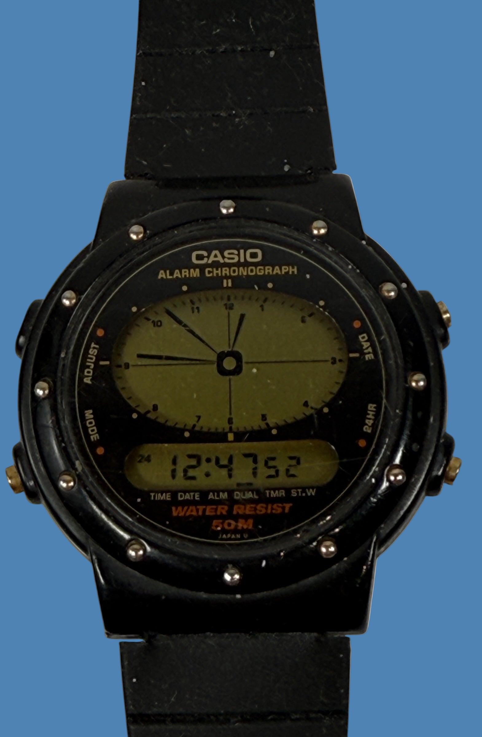 Late 80s Casio AE-30W Analog-Digital Alarm Chronograph