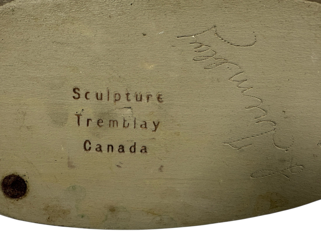 Vintage 12″ Wooden Duck Decoy – Signed Sculpture Tremblay Canada Folk Art