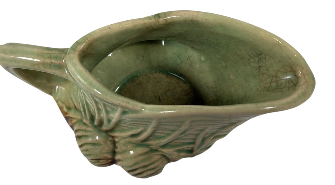 Pot à crème et sucrier McCoy en forme de pomme de pin des années 1940 – Vert-brun