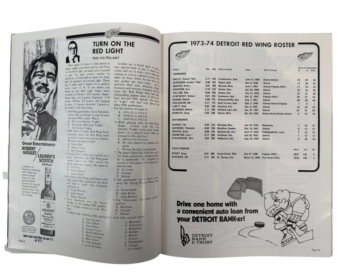 1973 NHL Goal Magazine – Red Wings vs Sabres, Dec 31