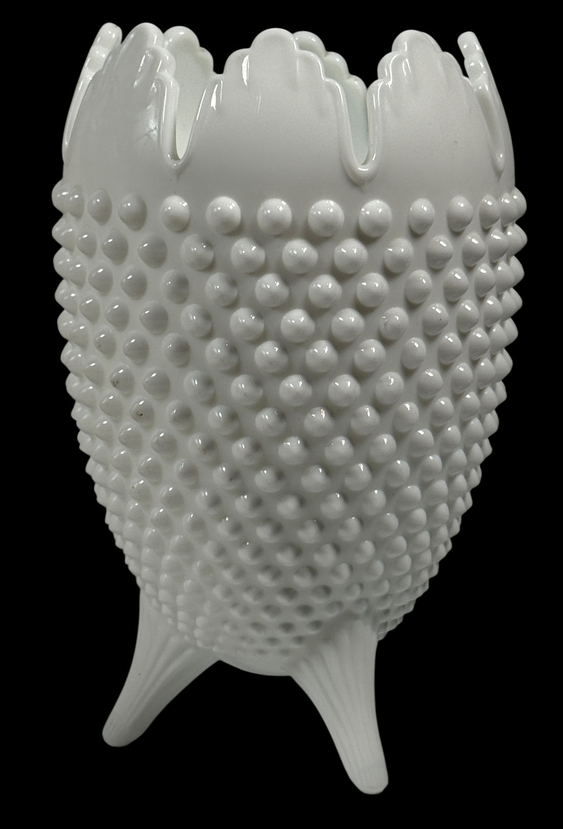 Vintage Fenton Milk Glass Hobnail Vase – 3 Toed, 8.5”