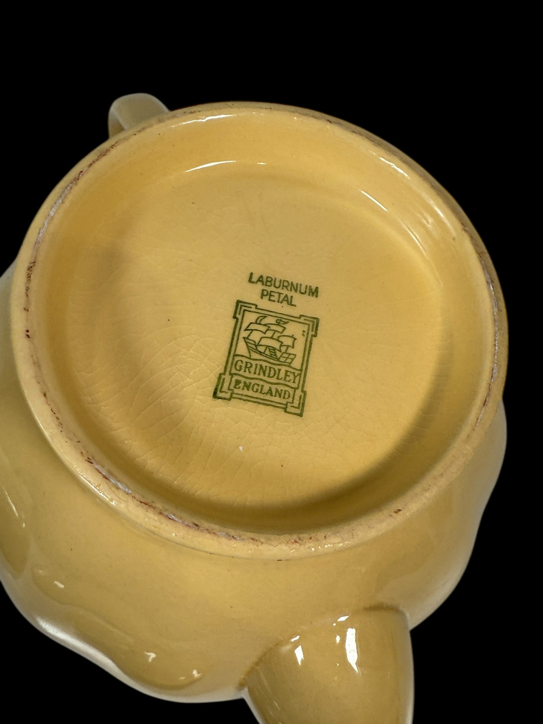 Vintage Grindley England “Laburnum Petal” Yellow Ceramic Set – Teapot, Creamer, Sugar, Covered Vegetable Bowl & Butter Dish