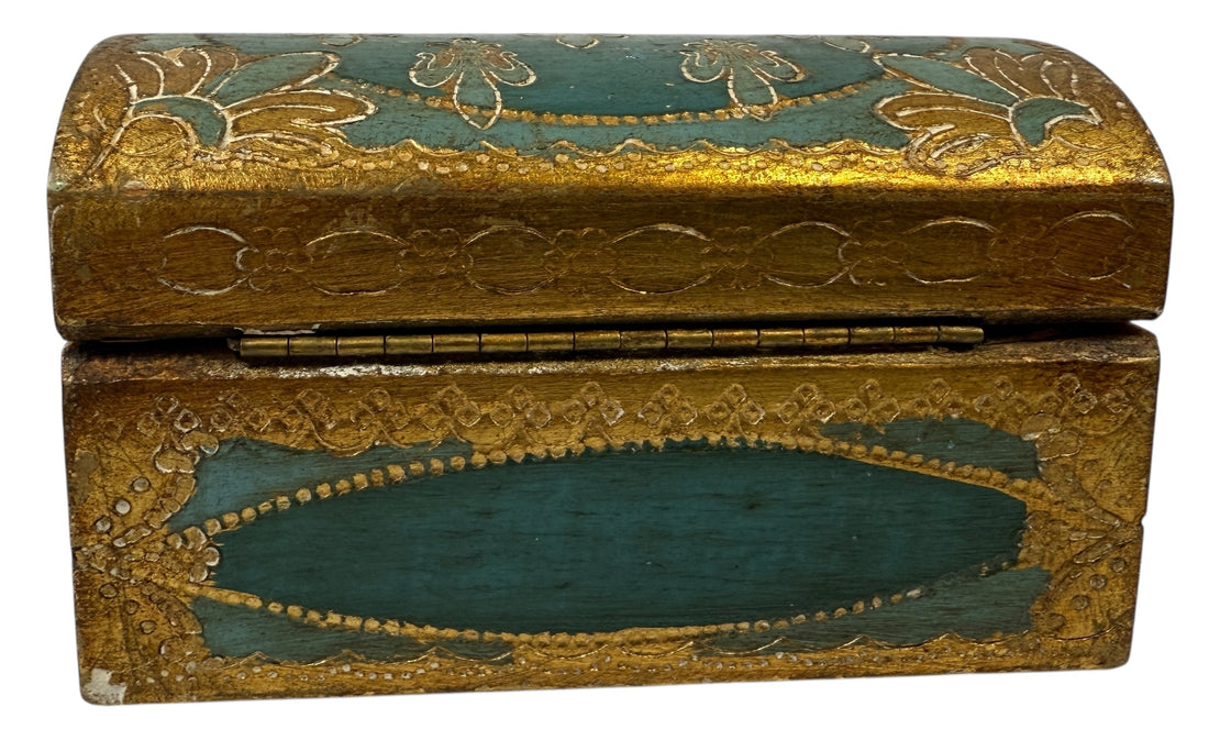 Vintage Florentine Gilt Wood Jewelry Box – “Le Lampade” Firenze – Original Key