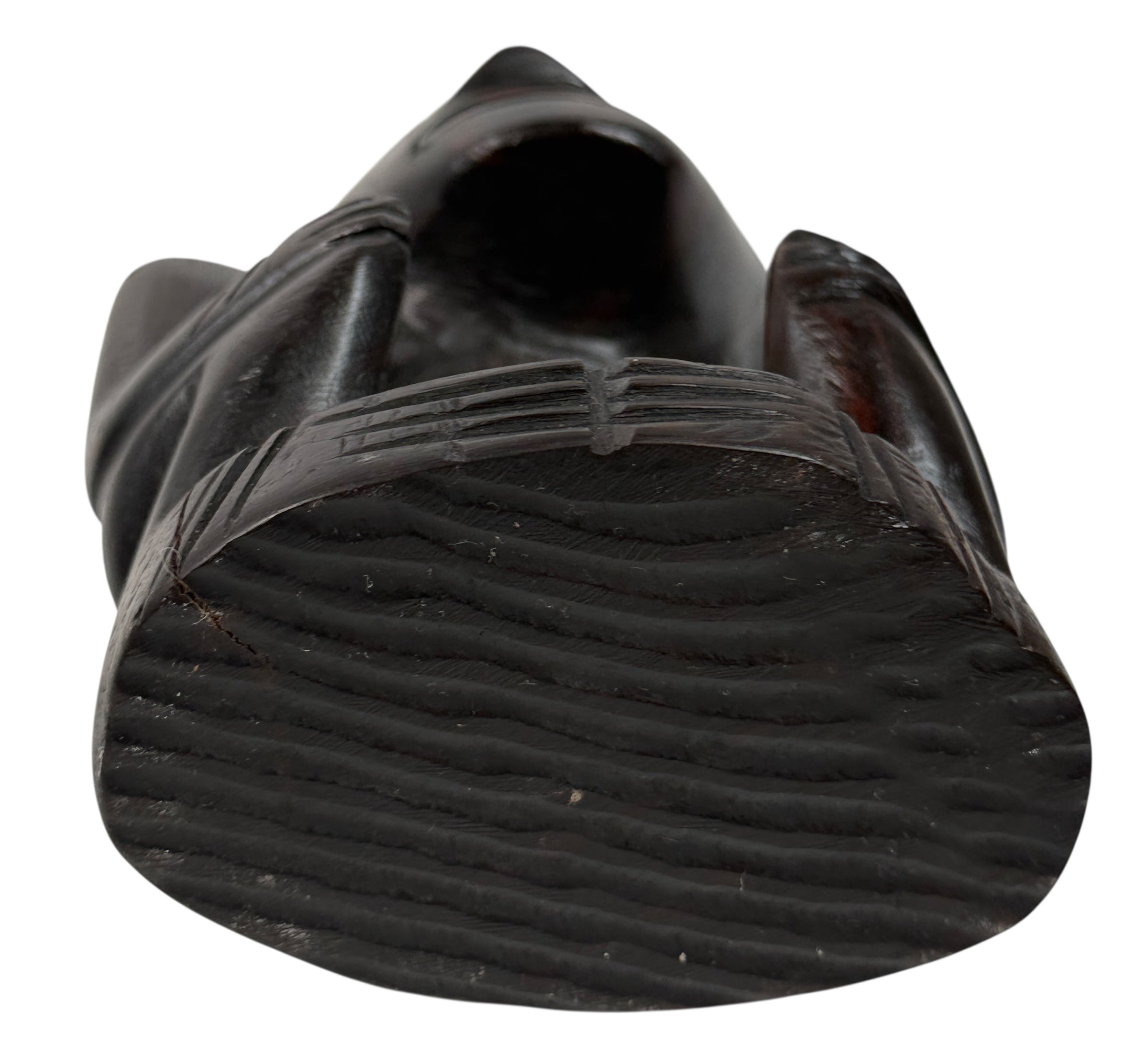 Mid-20th Century African Hardwood Carving – Cone-Head Crouching Figure