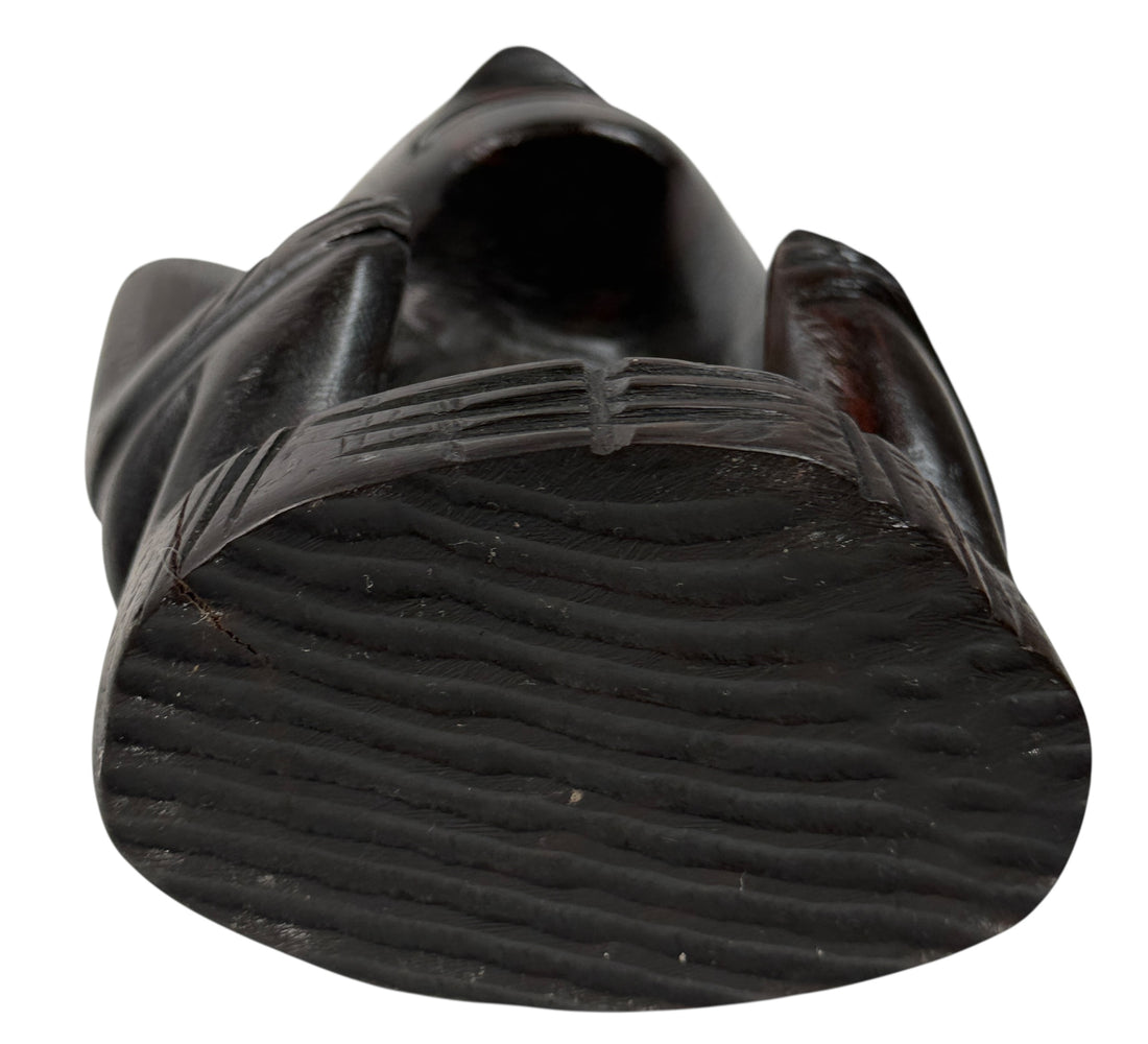 Mid-20th Century African Hardwood Carving – Cone-Head Crouching Figure