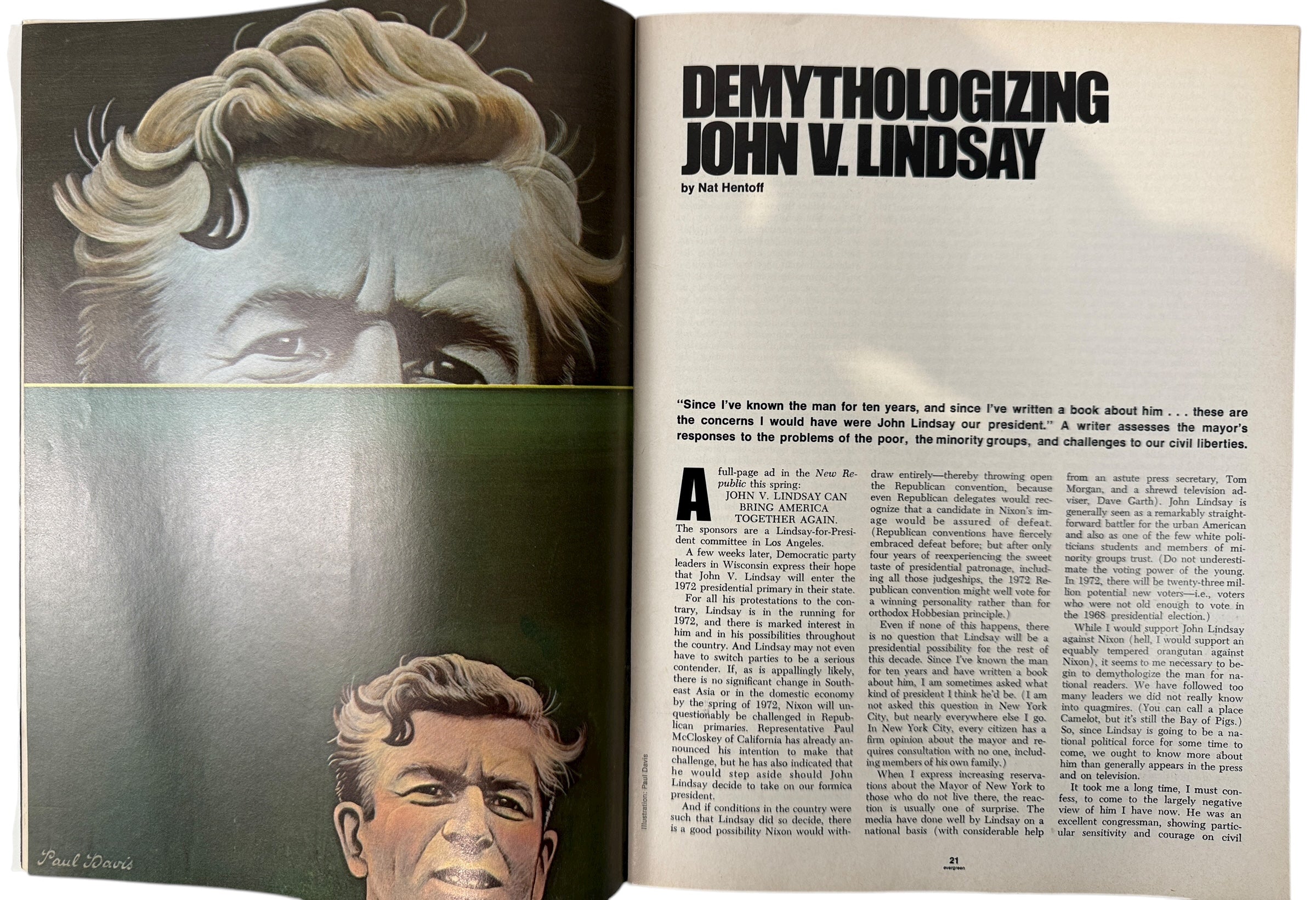 Evergreen Review Magazine July 1971 #91 – Bernadette Devlin Interview, Avant-Garde Politics Culture