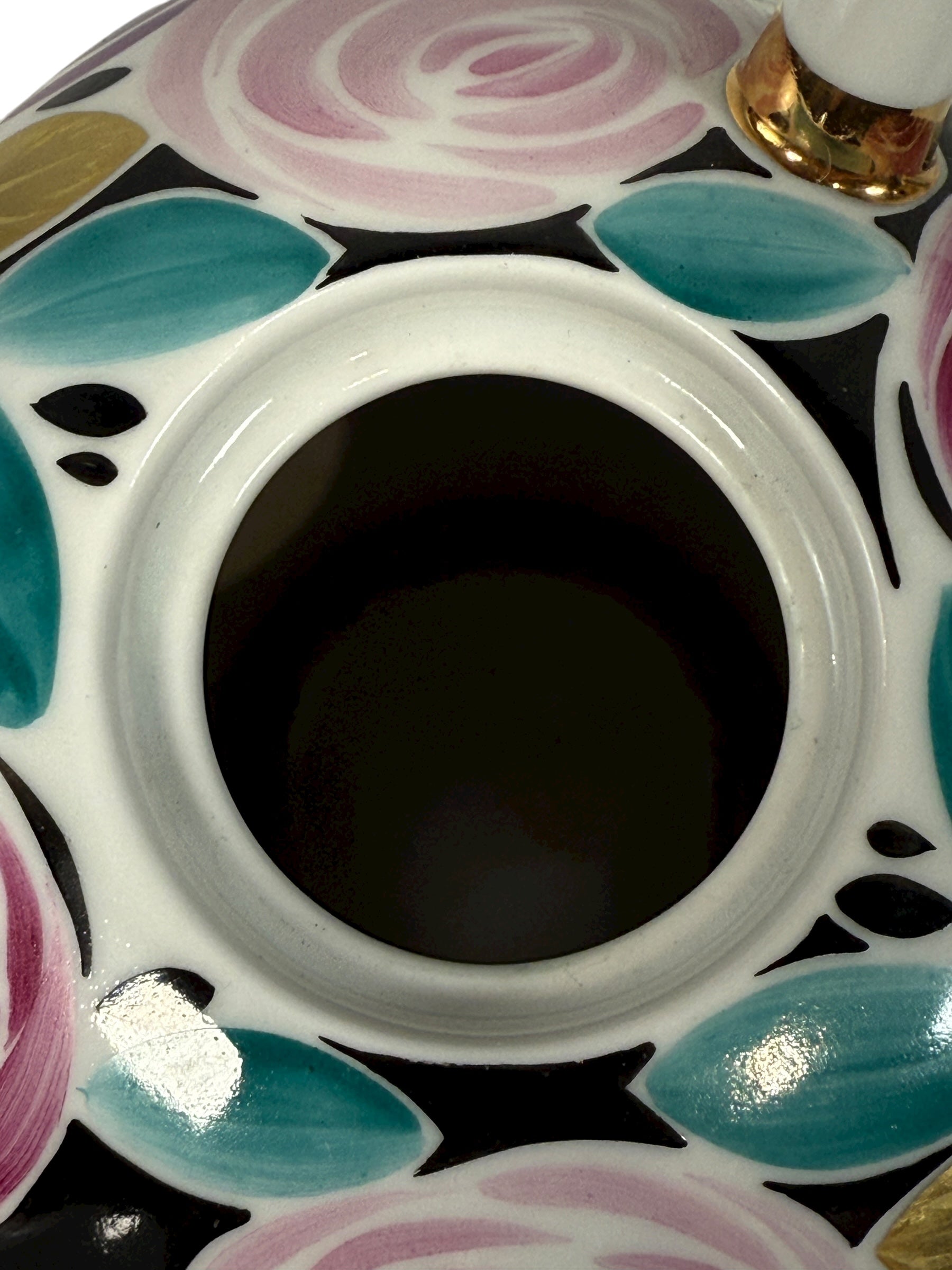 Théière Lomonosov LFZ à décor floral – Peinte à la main et dorée, années 1980