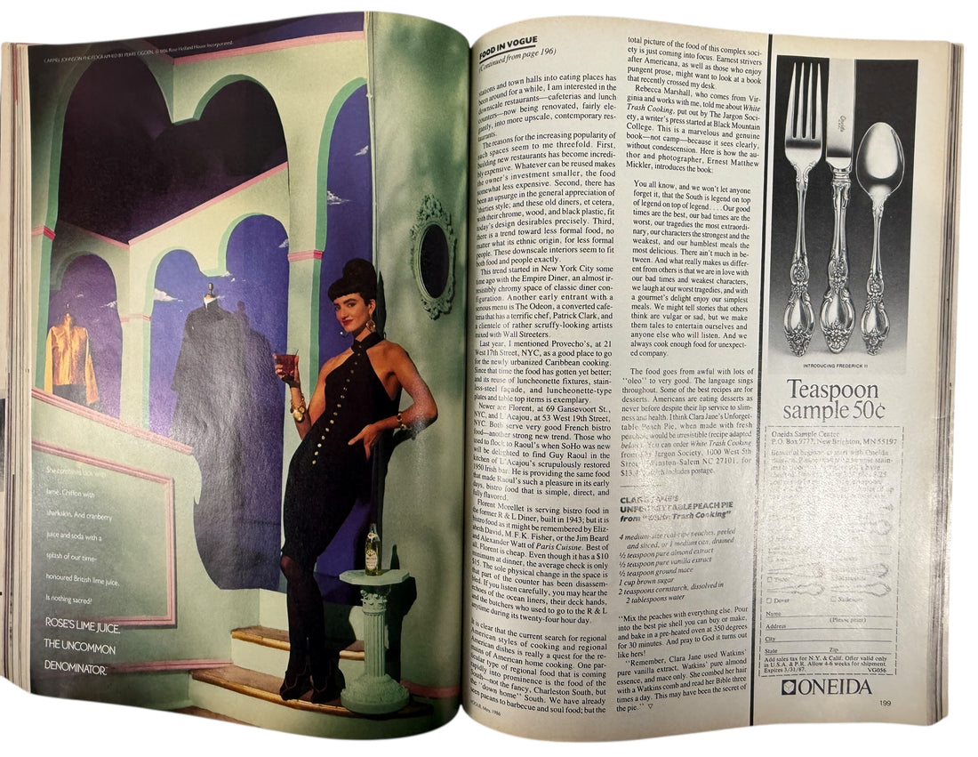 Vintage Vogue May 1986 featuring Paulina Porizkova, iconic 1980s fashion editorials, beauty photography, luxury ads, and classic Vogue style.
