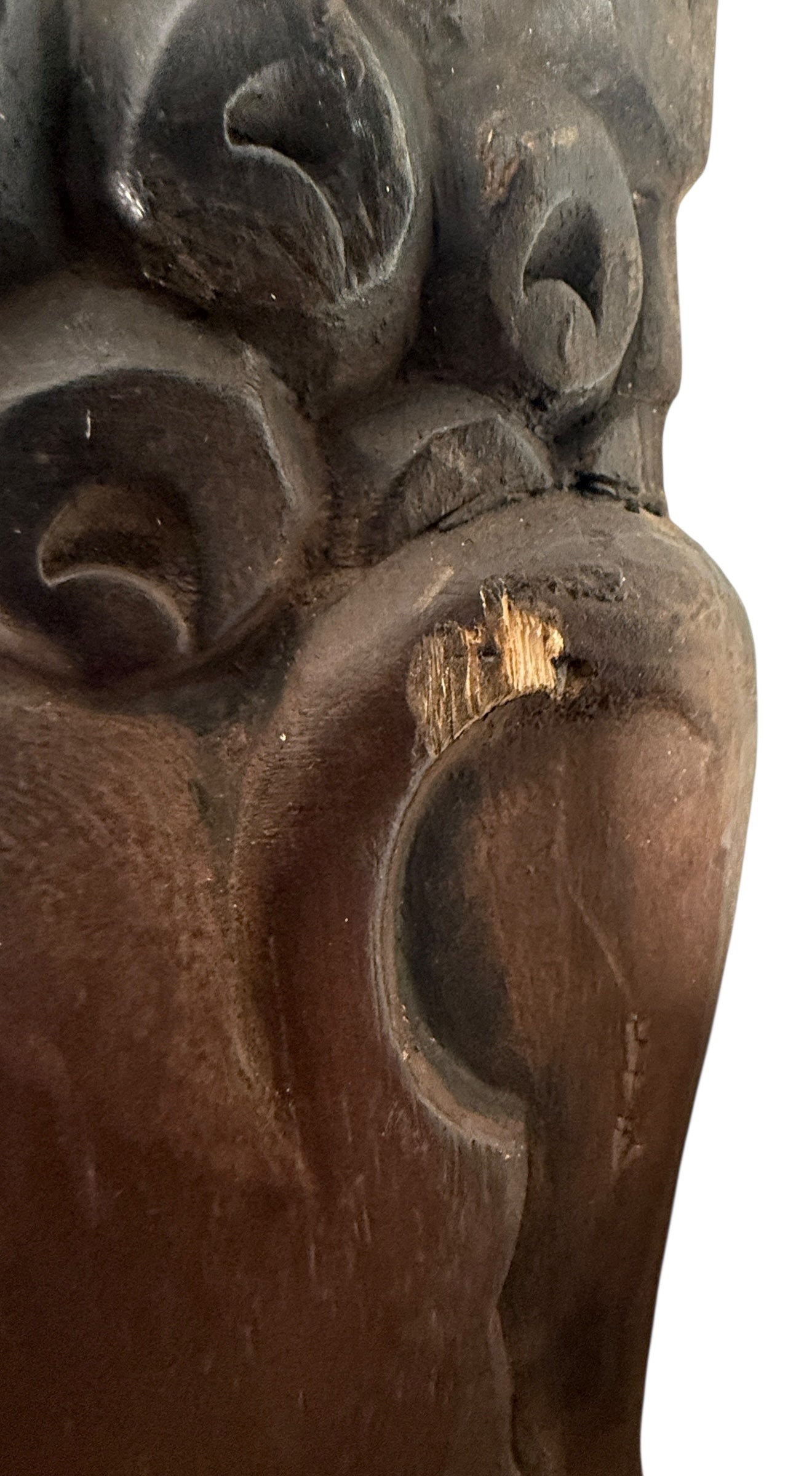 Large Carved Wooden Buddha Wall Mask with Gold Accents 20 Inch